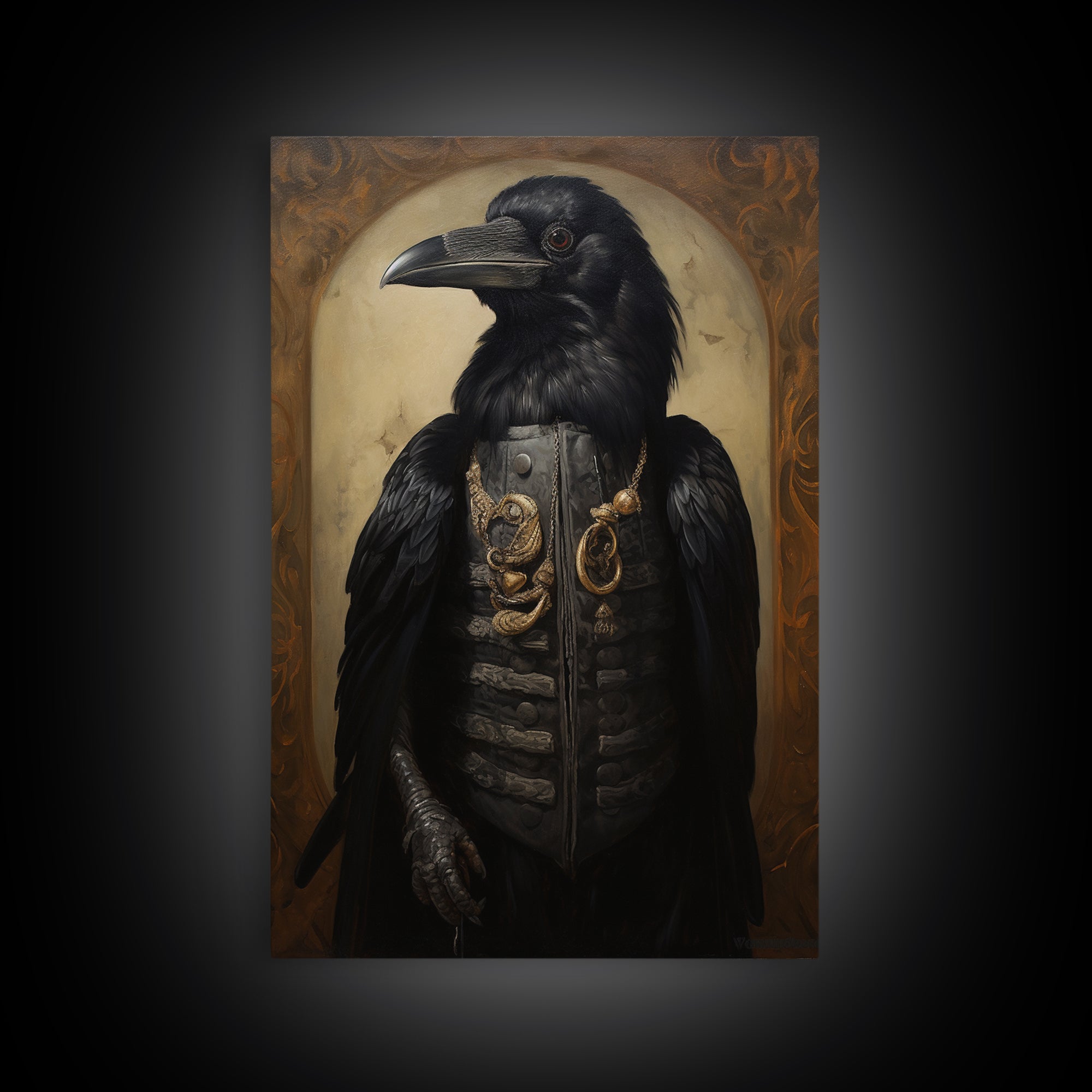 Magpie Collector, Victorian Animal Portrait, Halloween Art, Gothic Whimsy Decor, Anthropomorphic Costume Art