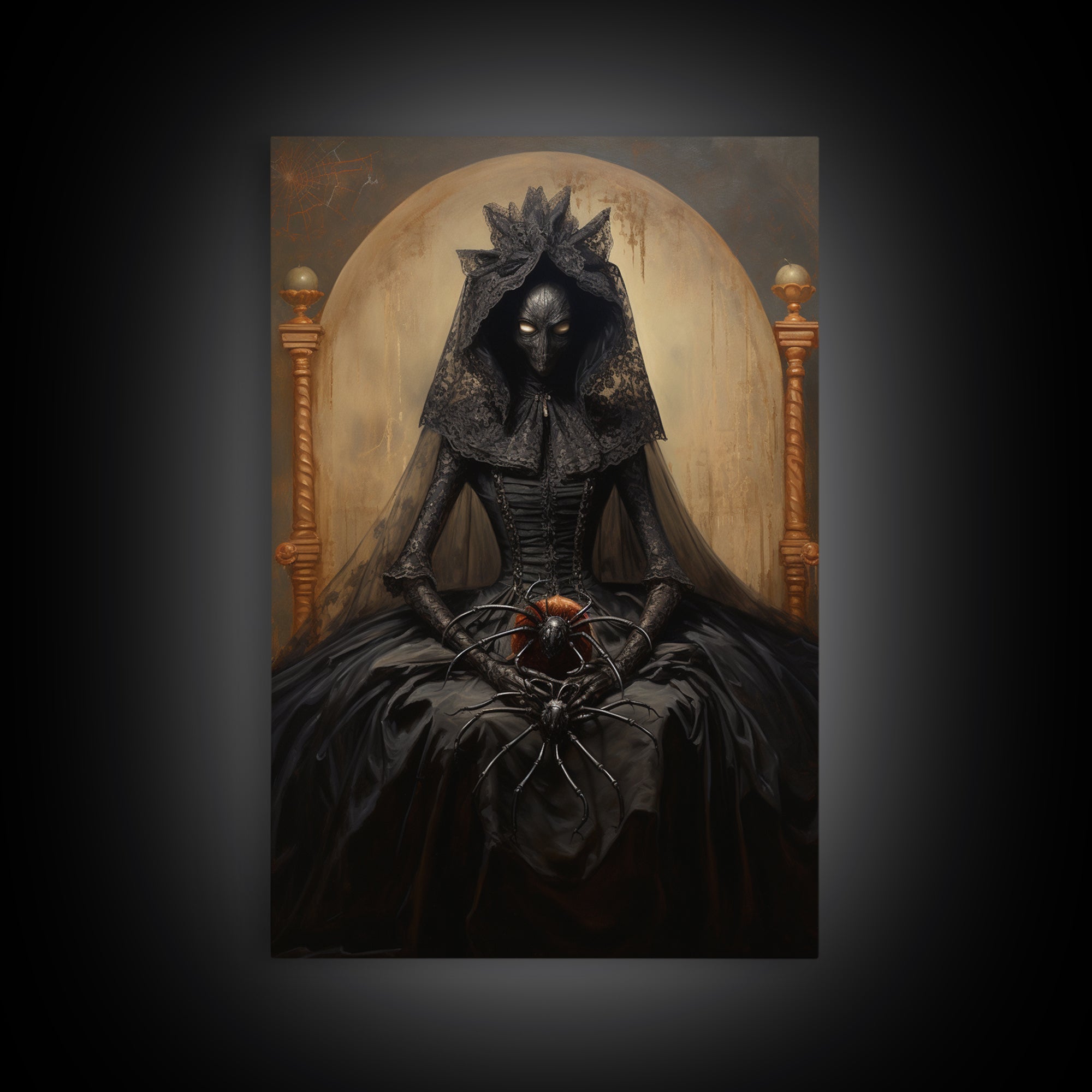 Spider Countess, Victorian Animal Portrait, Halloween Art, Gothic Whimsy Decor, Anthropomorphic Costume Art