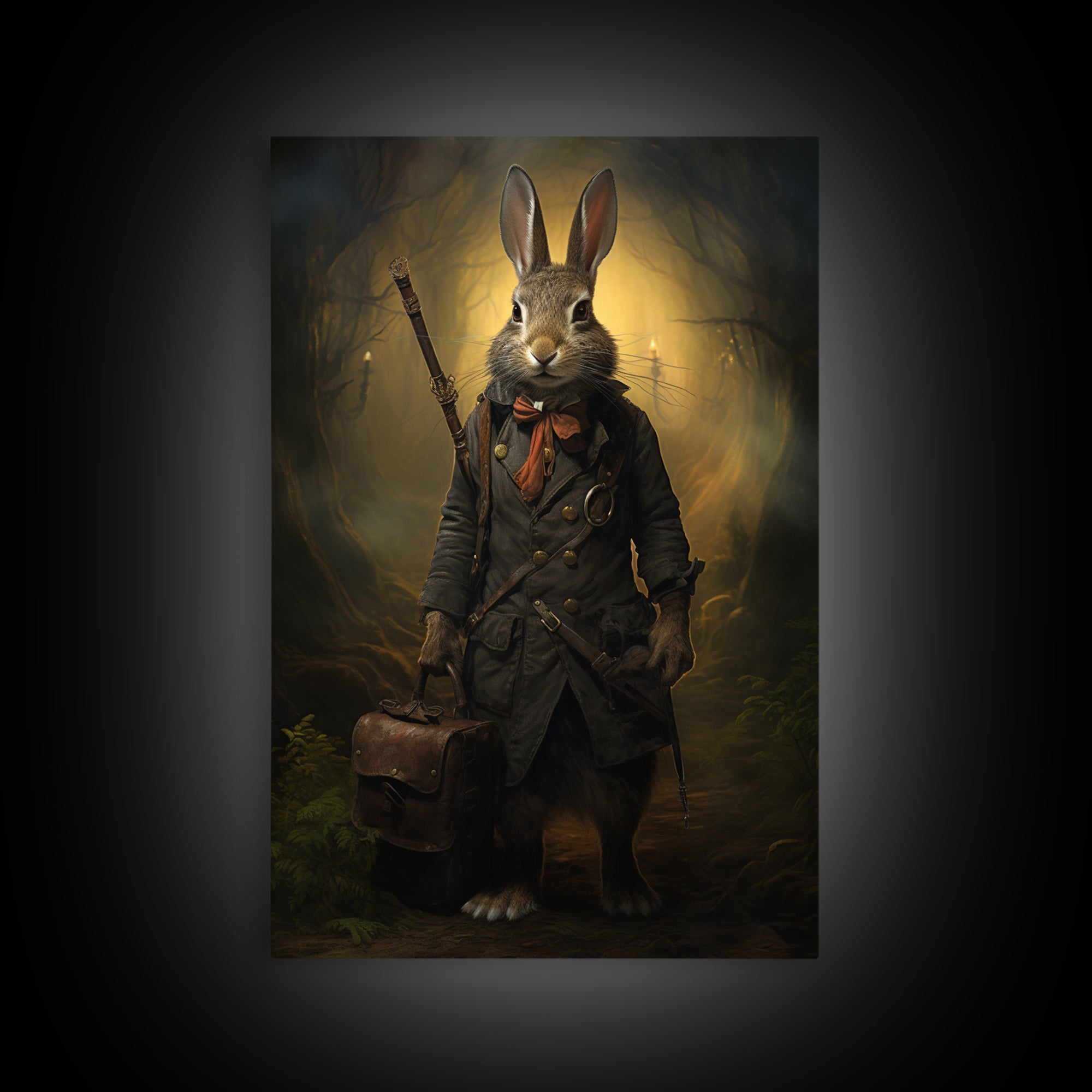 Hare Explorer, Victorian Animal Portrait, Halloween Art, Gothic Whimsy Decor, Anthropomorphic Costume Art