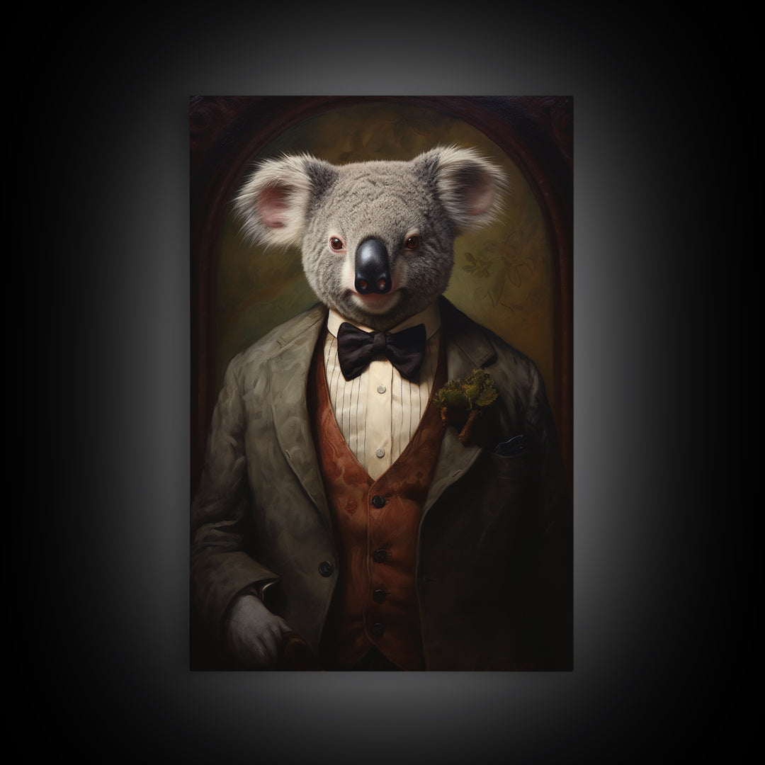 Koala Solicitor, Victorian Animal Portrait, Halloween Art, Gothic Whimsy Decor, Anthropomorphic Costume Art