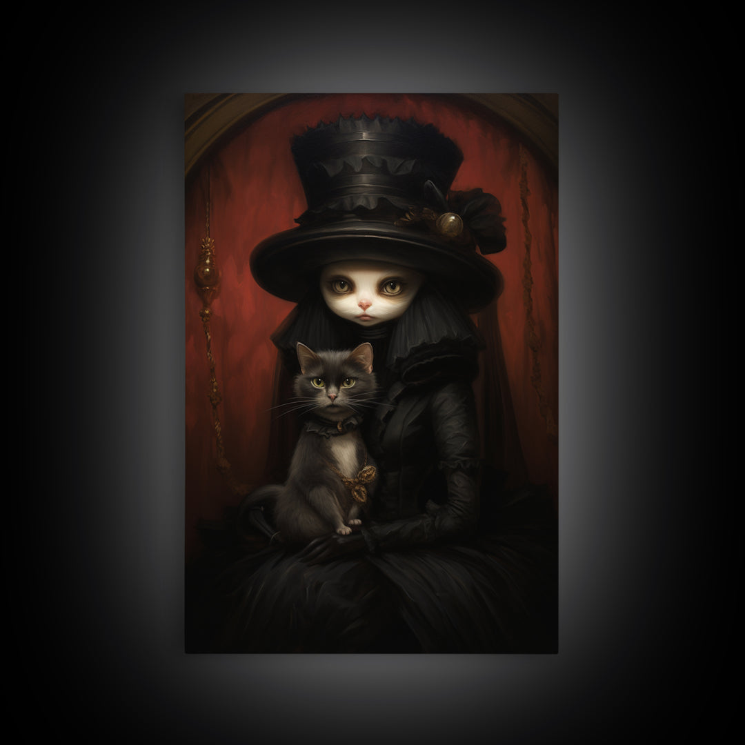 Mink Heiress, Victorian Animal Portrait, Halloween Art, Gothic Whimsy Decor, Anthropomorphic Costume Art