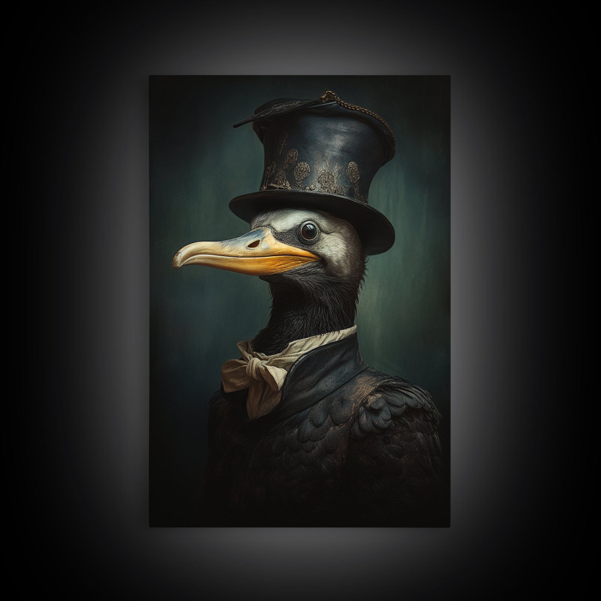 Cormorant Captain, Victorian Animal Portrait, Halloween Art, Gothic Whimsy Decor, Anthropomorphic Costume Art