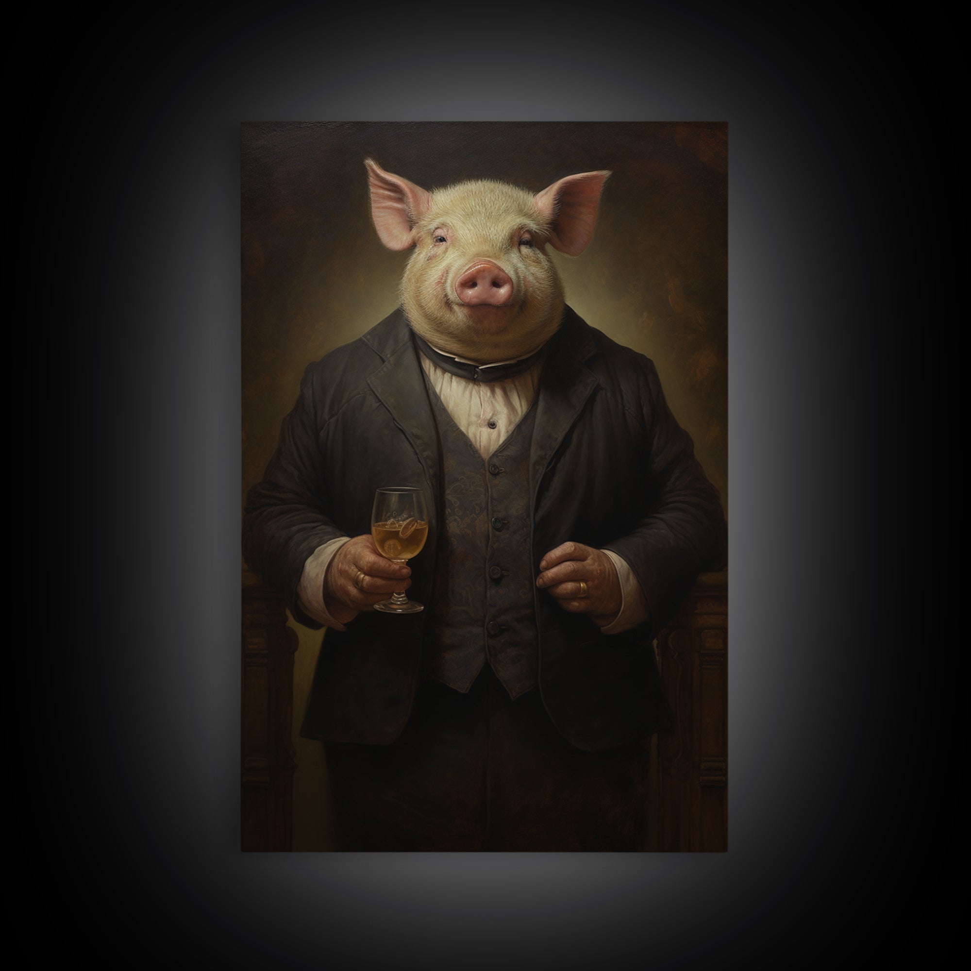 Boar Innkeeper, Victorian Animal Portrait, Halloween Art, Gothic Whimsy Decor, Anthropomorphic Costume Art