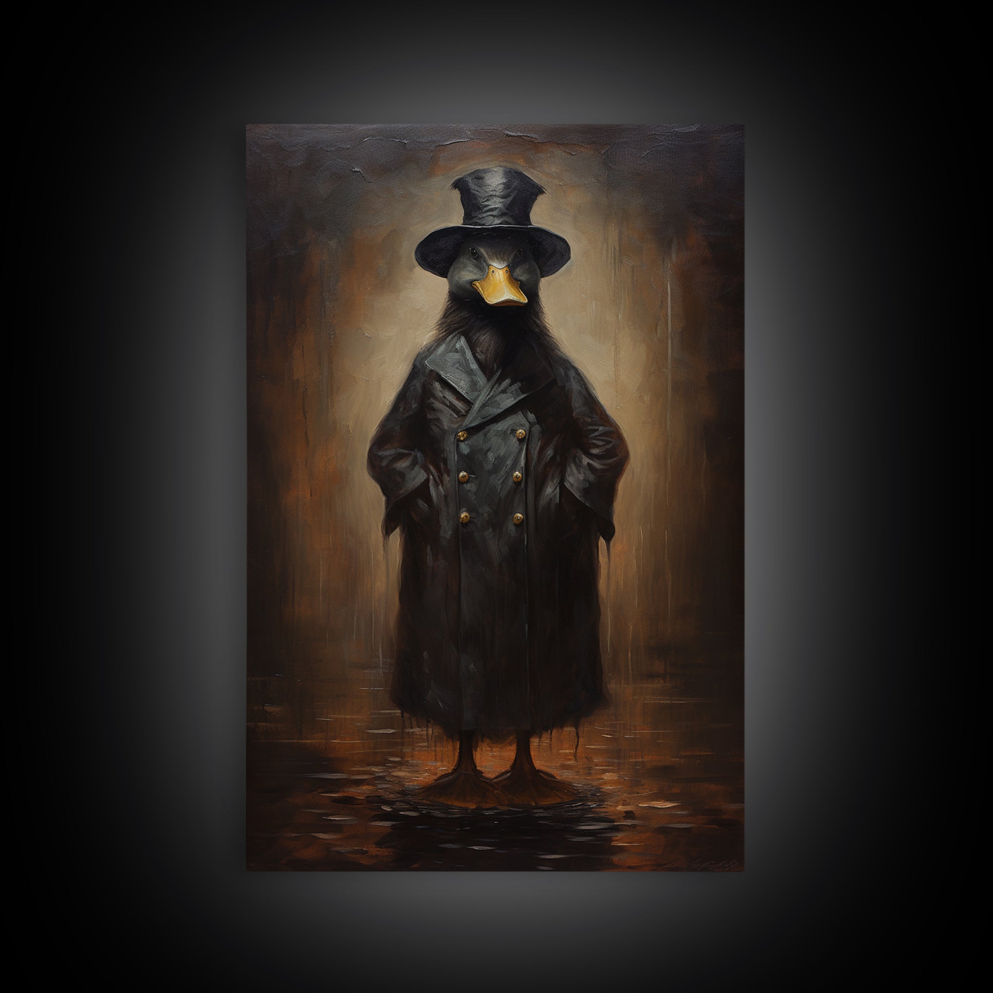 Duck Detective, Victorian Animal Portrait, Halloween Art, Gothic Whimsy Decor, Anthropomorphic Costume Art