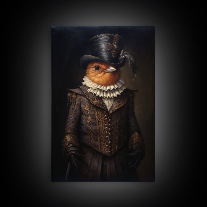 Robin Valentine, Victorian Animal Portrait, Halloween Art, Gothic Whimsy Decor, Anthropomorphic Costume Art
