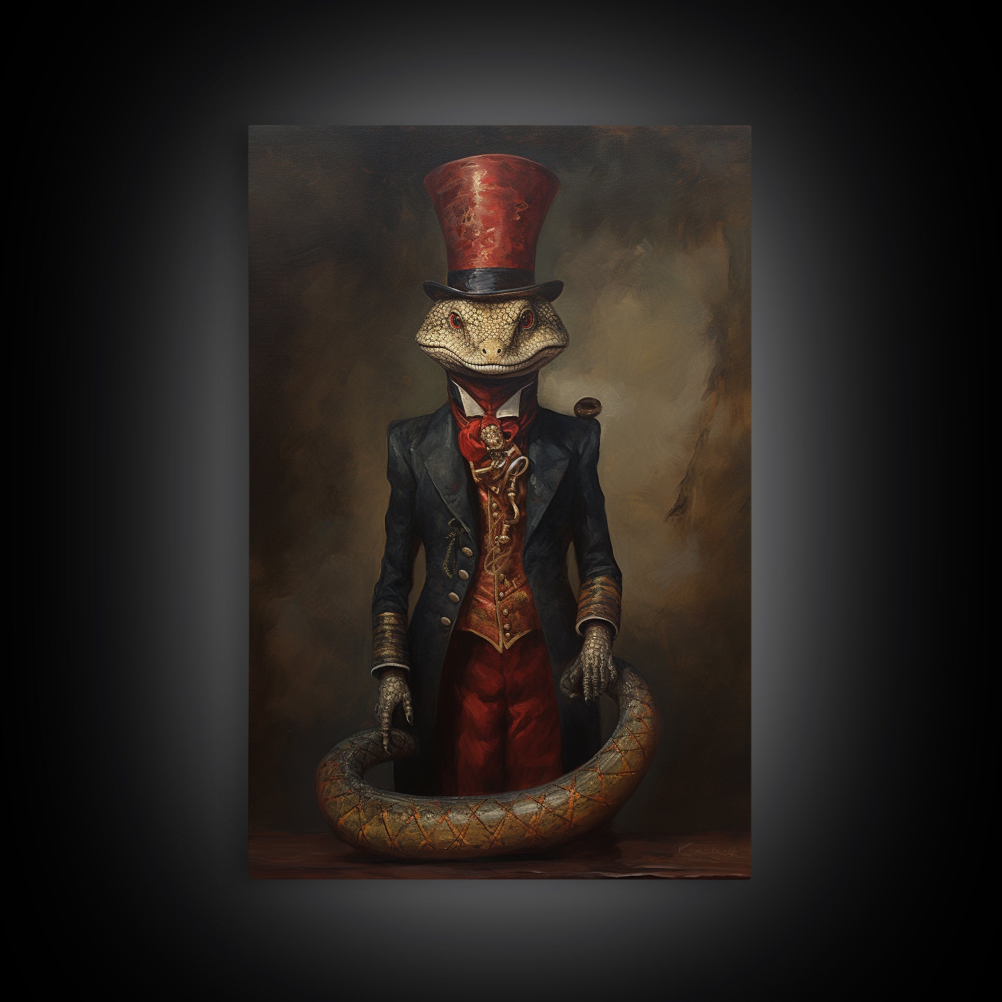 Cobra Ringmaster, Victorian Animal Portrait, Halloween Art, Gothic Whimsy Decor, Anthropomorphic Costume Art