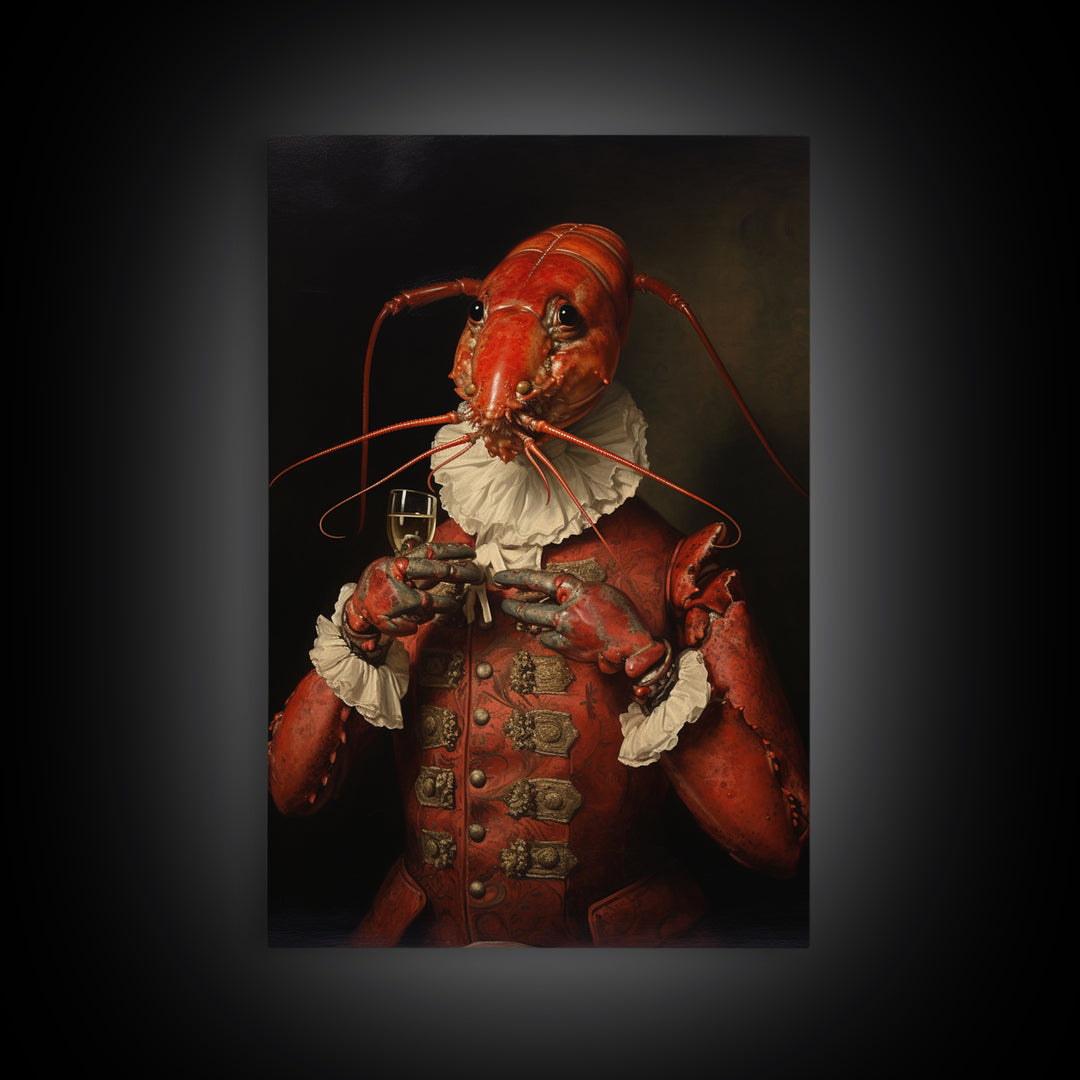 Lobster Earl, Victorian Animal Portrait, Halloween Art, Gothic Whimsy Decor, Anthropomorphic Costume Art