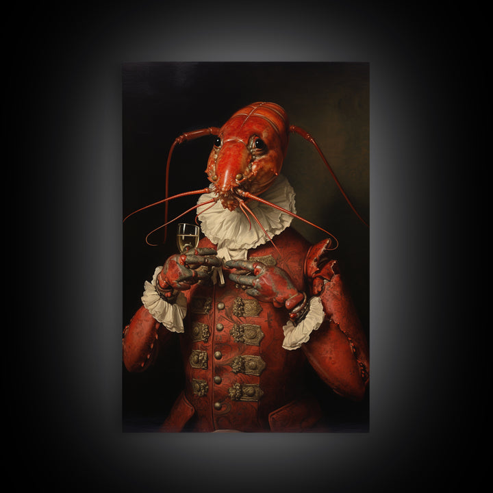 Lobster Earl, Victorian Animal Portrait, Halloween Art, Gothic Whimsy Decor, Anthropomorphic Costume Art