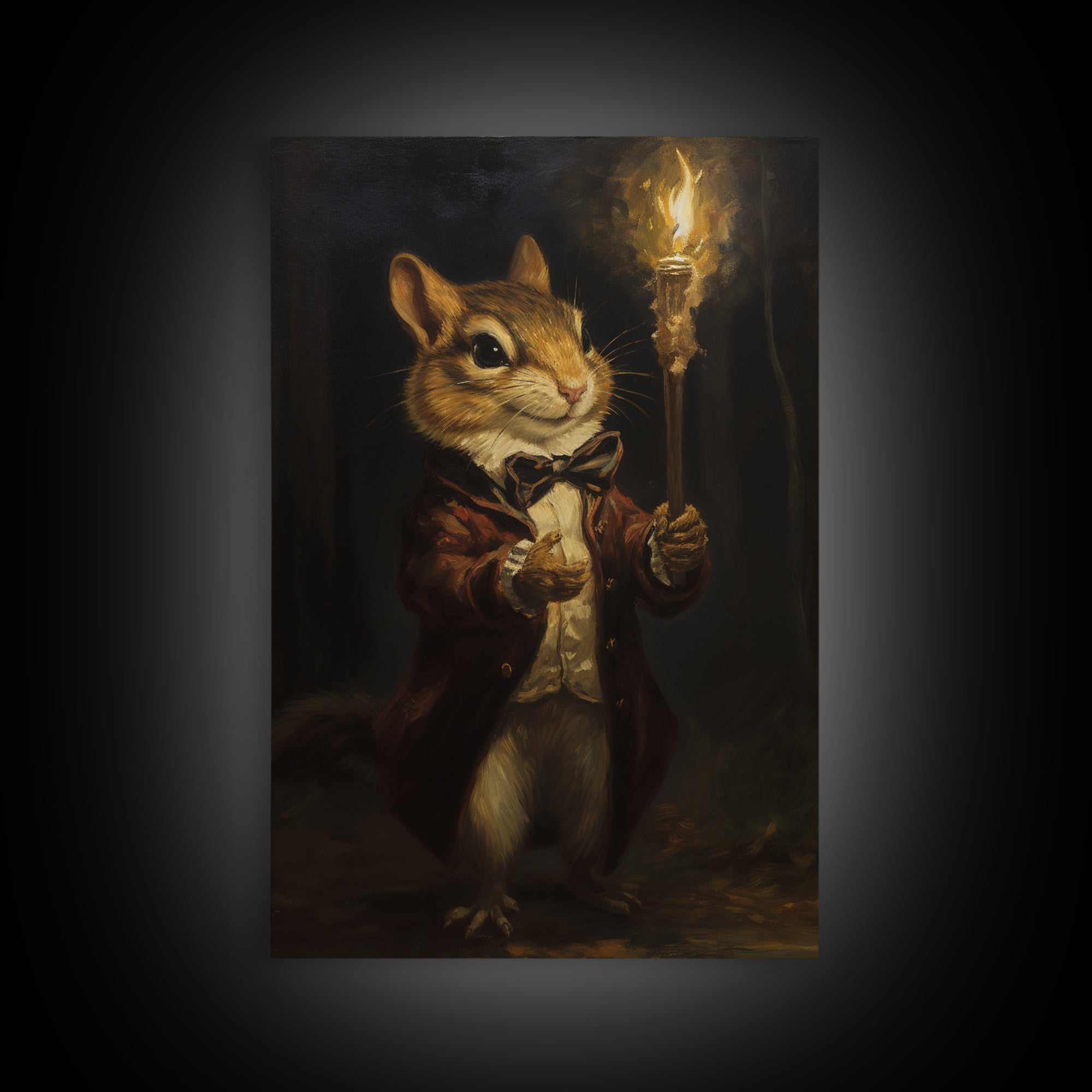 Chipmunk Conductor, Victorian Animal Portrait, Halloween Art, Gothic Whimsy Decor, Anthropomorphic Costume Art