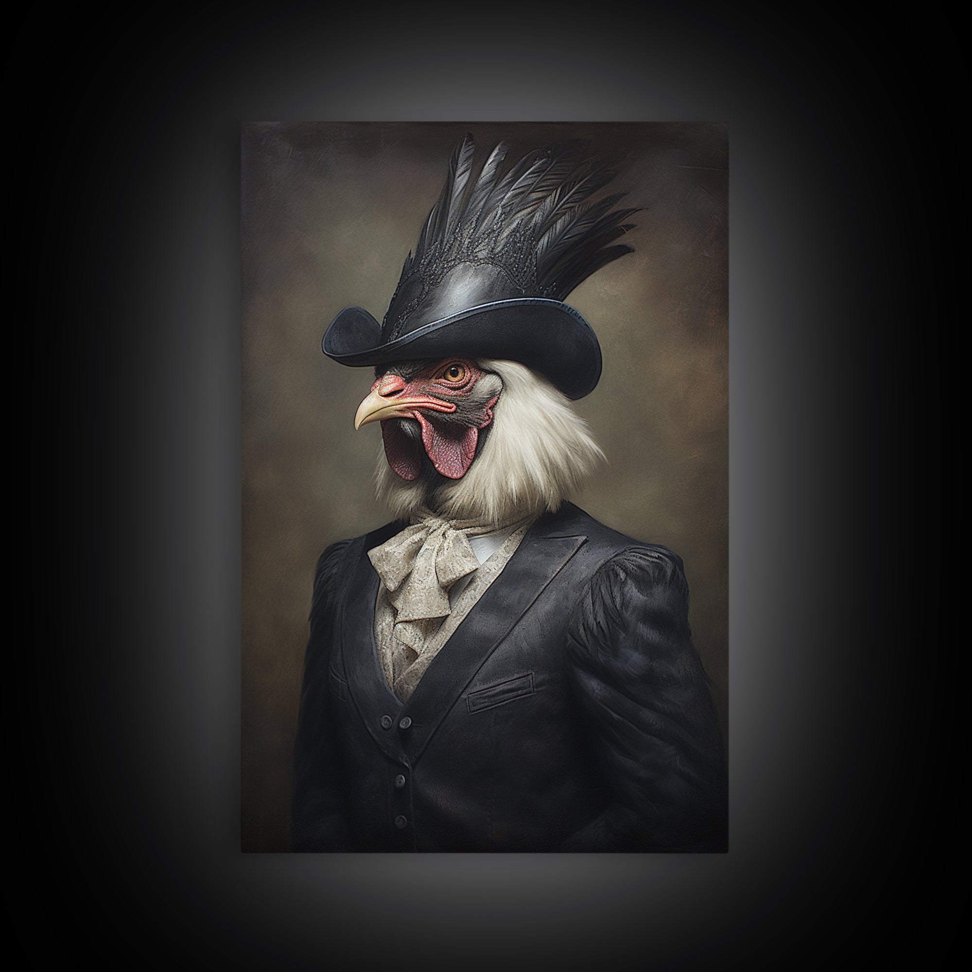 Rooster Magistrate, Victorian Animal Portrait, Halloween Art, Gothic Whimsy Decor, Anthropomorphic Costume Art
