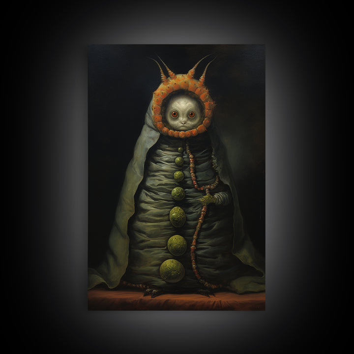 Caterpillar Herbalist, Victorian Animal Portrait, Halloween Art, Gothic Whimsy Decor, Anthropomorphic Costume Art