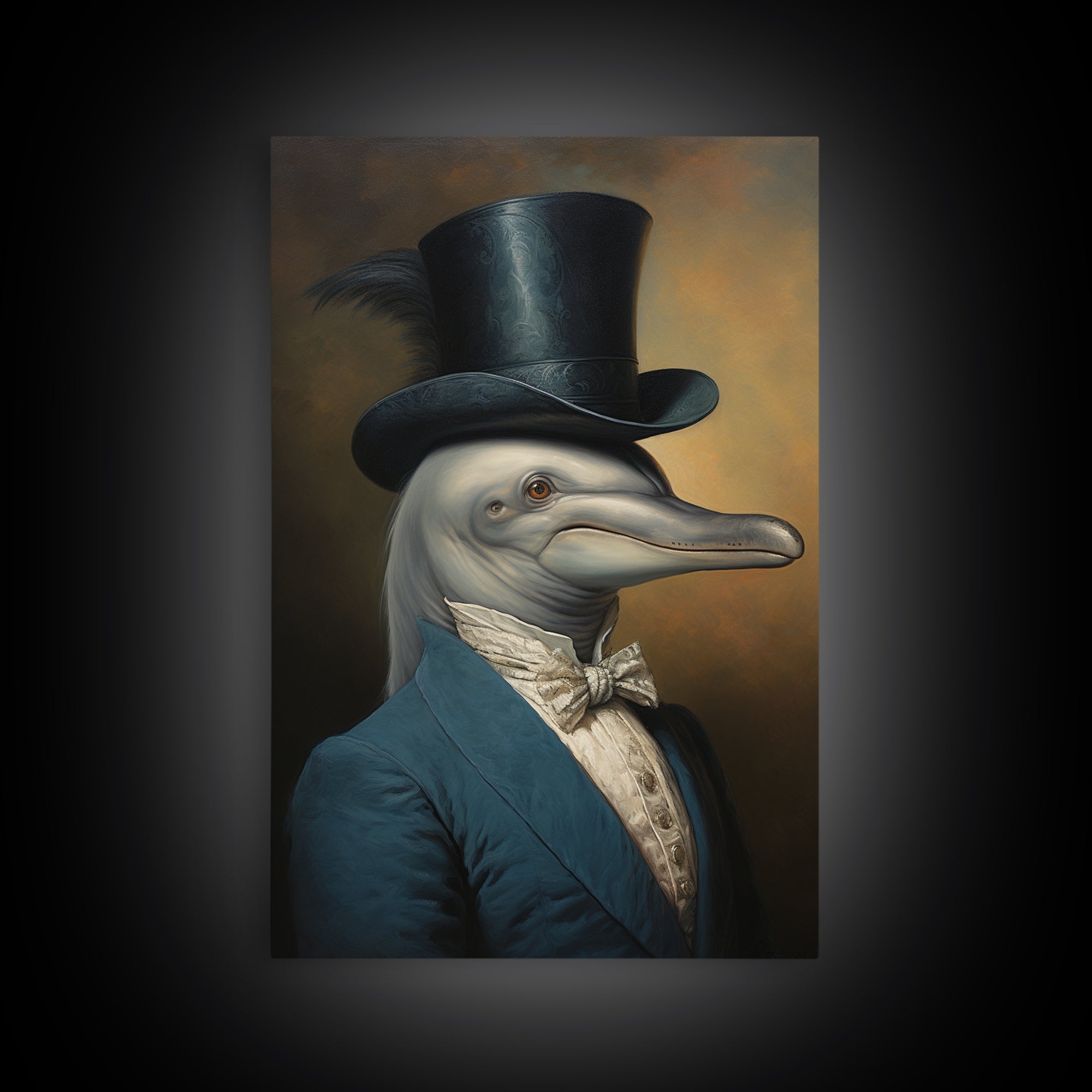 Dolphin Aristocrat, Victorian Animal Portrait, Halloween Art, Gothic Whimsy Decor, Anthropomorphic Costume Art