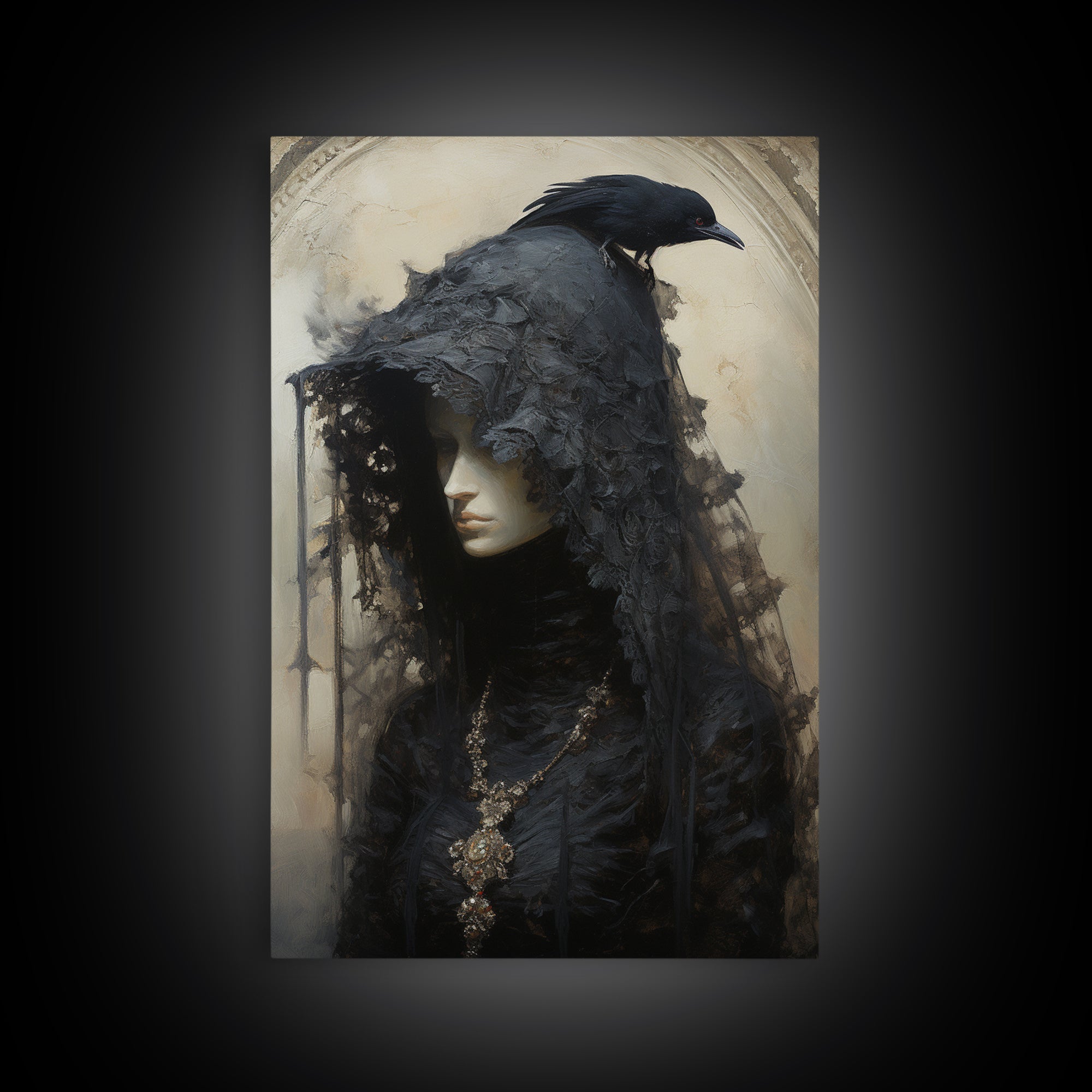 Cuckoo Widow, Victorian Animal Portrait, Halloween Art, Gothic Whimsy Decor, Anthropomorphic Costume Art