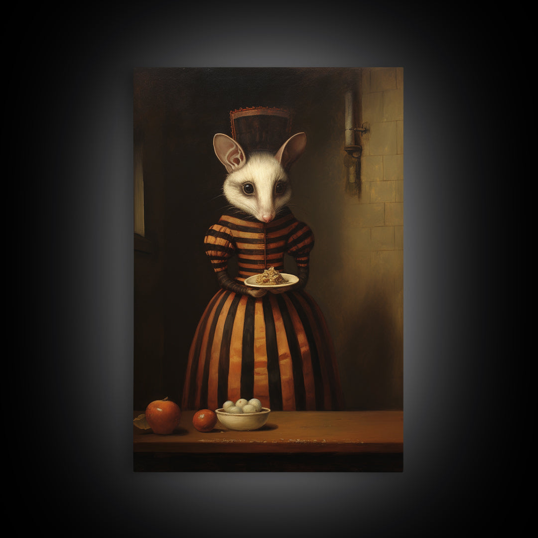 Shrew Maid, Victorian Animal Portrait, Halloween Art, Gothic Whimsy Decor, Anthropomorphic Costume Art