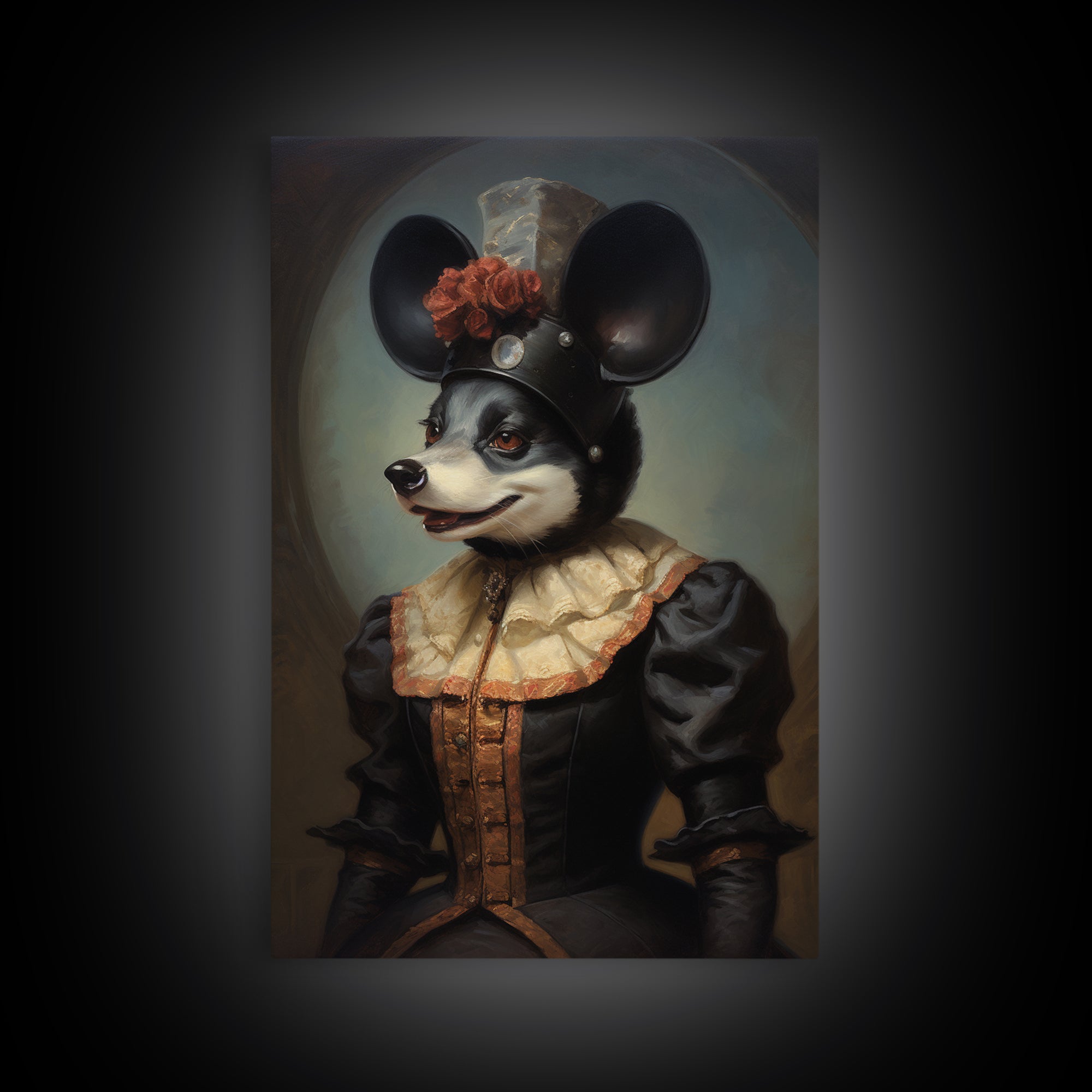 Orca Baroness, Victorian Animal Portrait, Halloween Art, Gothic Whimsy Decor, Anthropomorphic Costume Art