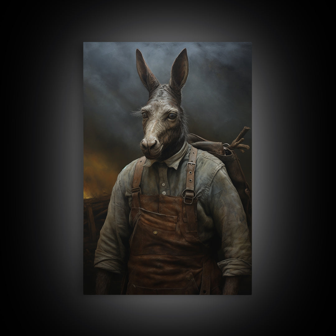 Mule Carpenter, Victorian Animal Portrait, Halloween Art, Gothic Whimsy Decor, Anthropomorphic Costume Art