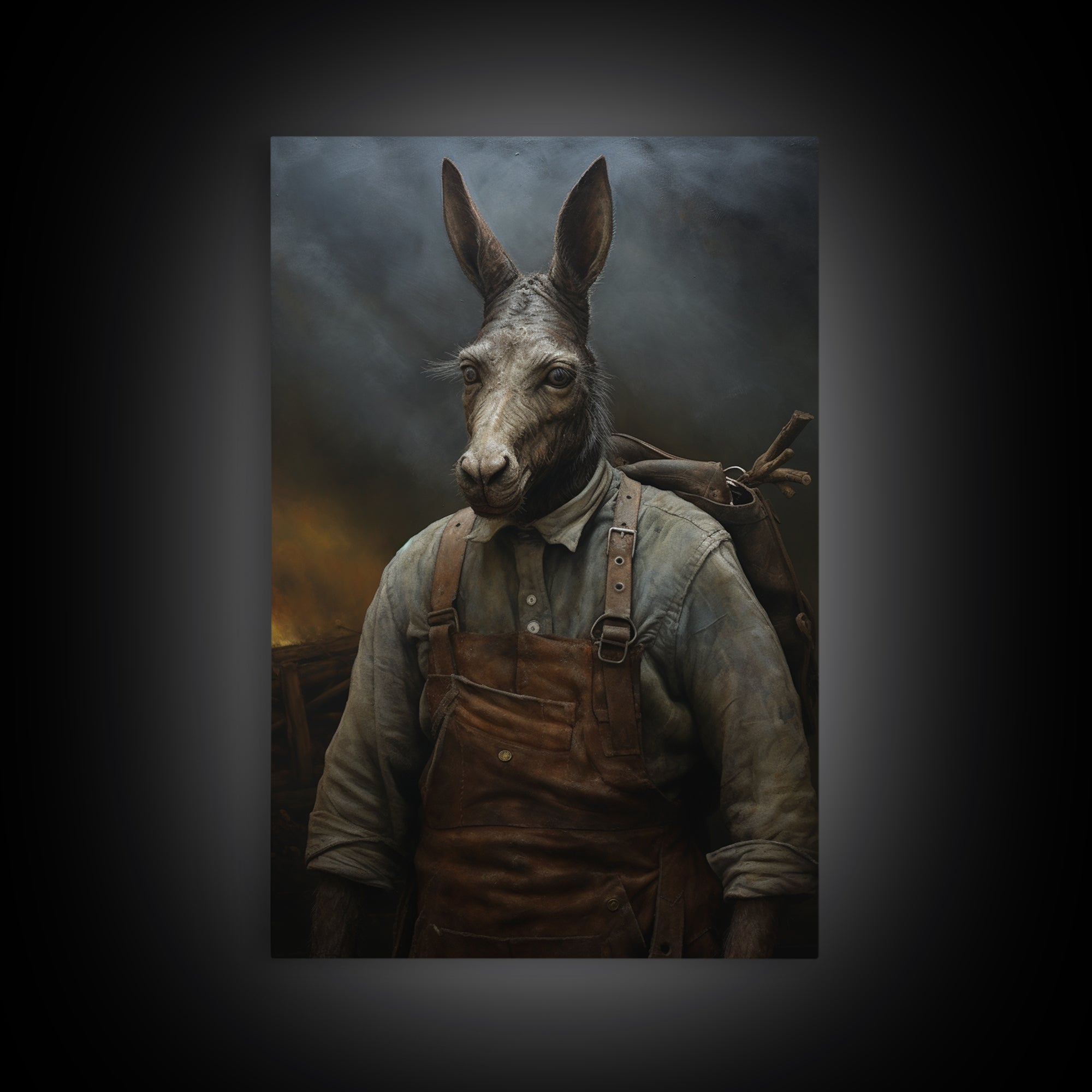 Mule Carpenter, Victorian Animal Portrait, Halloween Art, Gothic Whimsy Decor, Anthropomorphic Costume Art