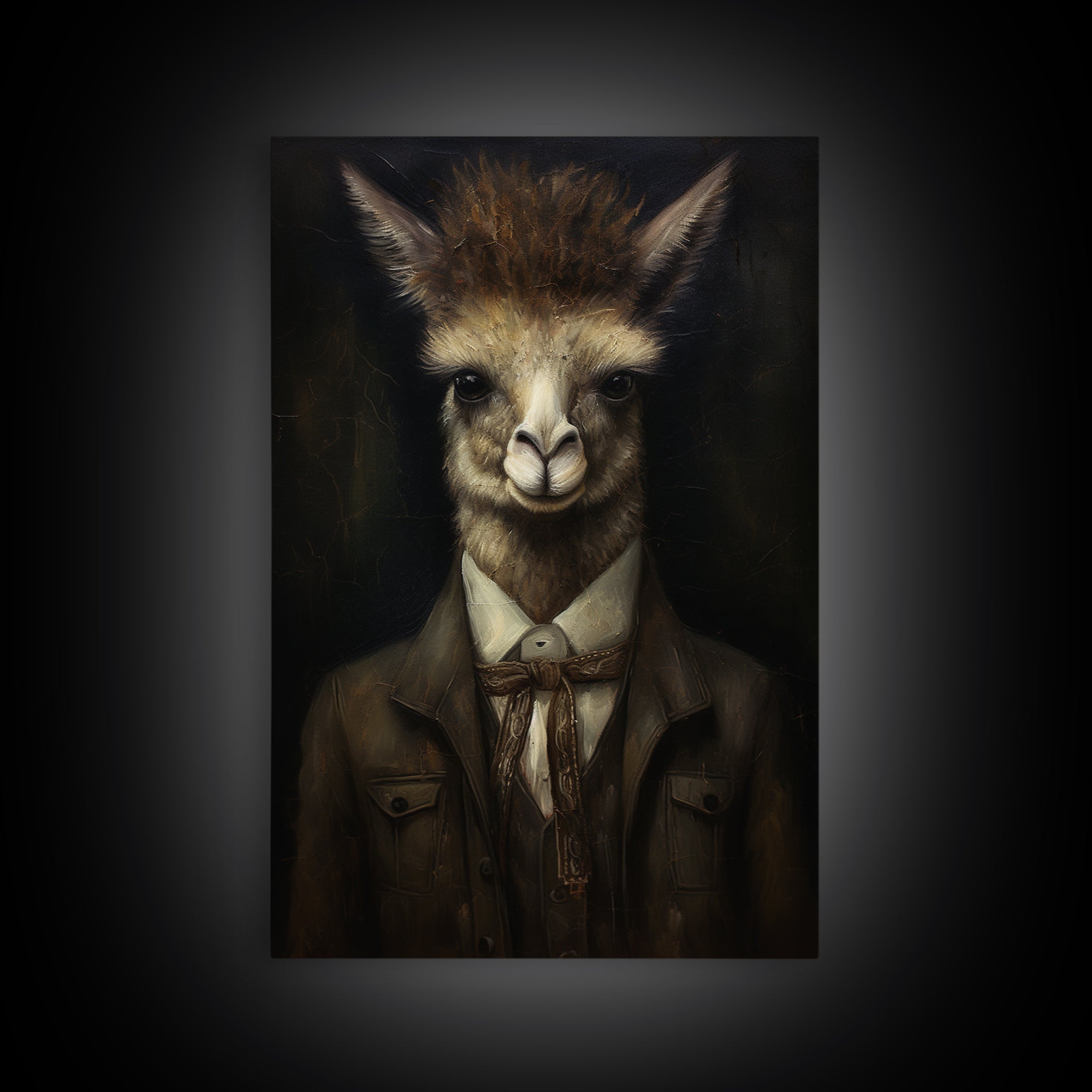 Alpaca Novelist, Victorian Animal Portrait, Halloween Art, Gothic Whimsy Decor, Anthropomorphic Costume Art