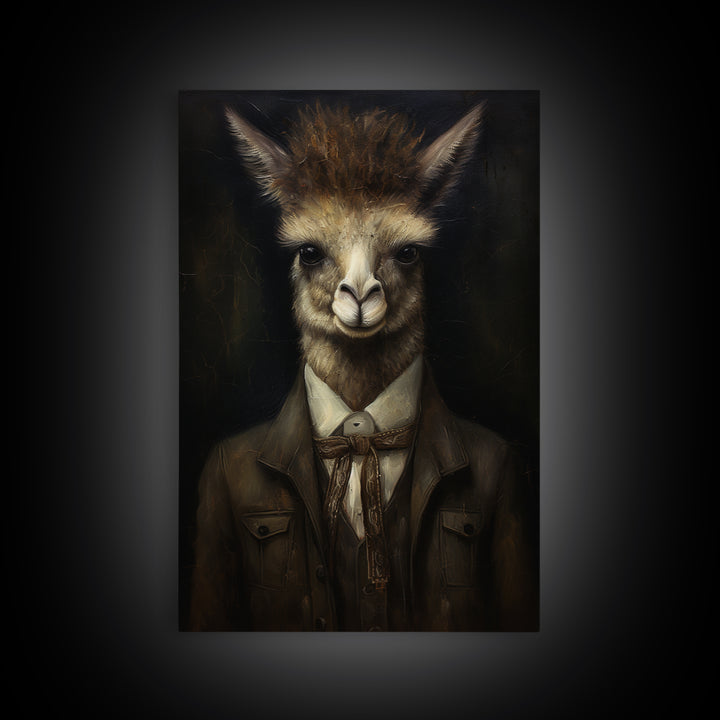 Alpaca Novelist, Victorian Animal Portrait, Halloween Art, Gothic Whimsy Decor, Anthropomorphic Costume Art
