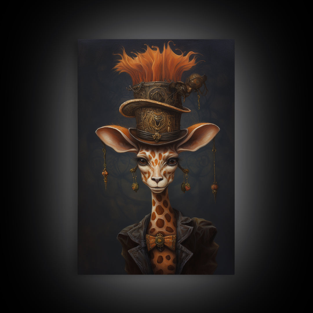 Giraffe Duchess, Victorian Animal Portrait, Halloween Art, Gothic Whimsy Decor, Anthropomorphic Costume Art