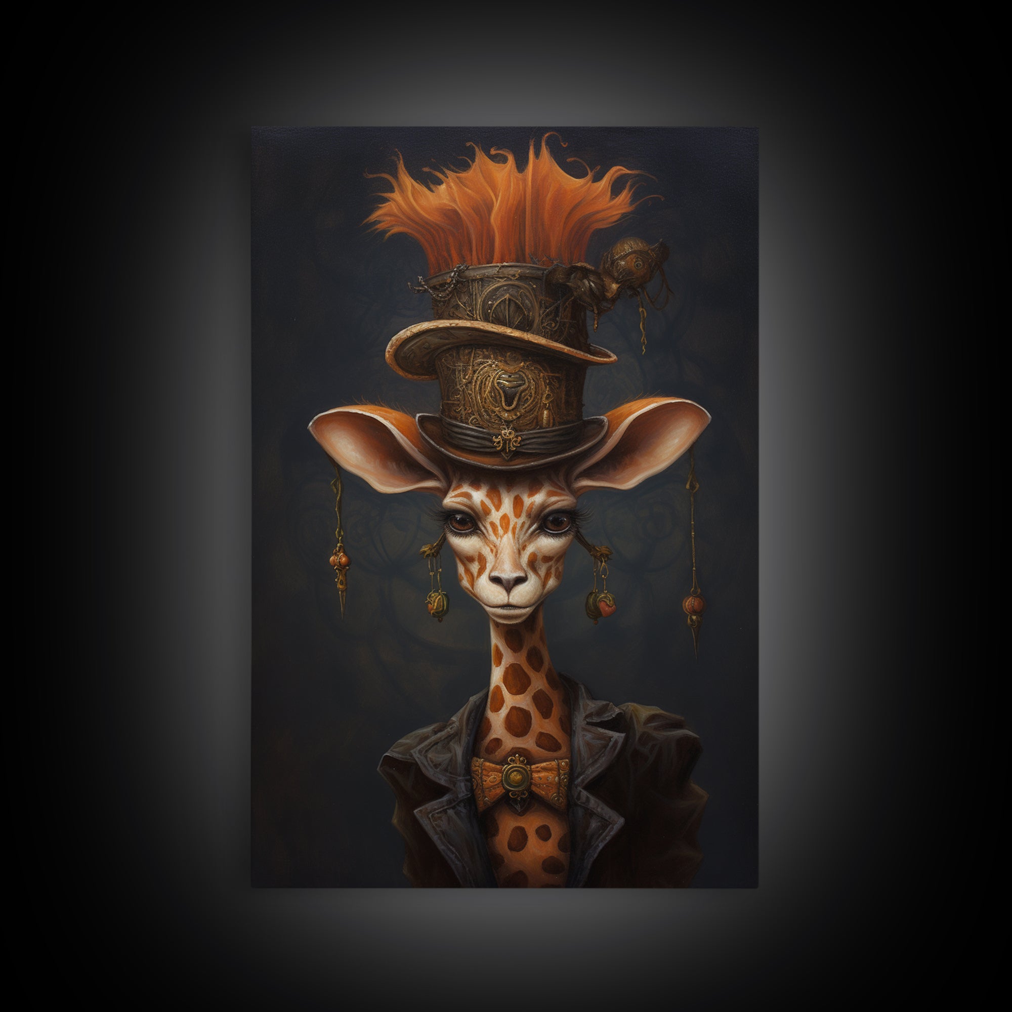 Giraffe Duchess, Victorian Animal Portrait, Halloween Art, Gothic Whimsy Decor, Anthropomorphic Costume Art