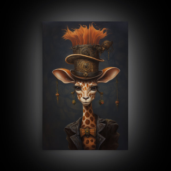 Giraffe Duchess, Victorian Animal Portrait, Halloween Art, Gothic Whimsy Decor, Anthropomorphic Costume Art