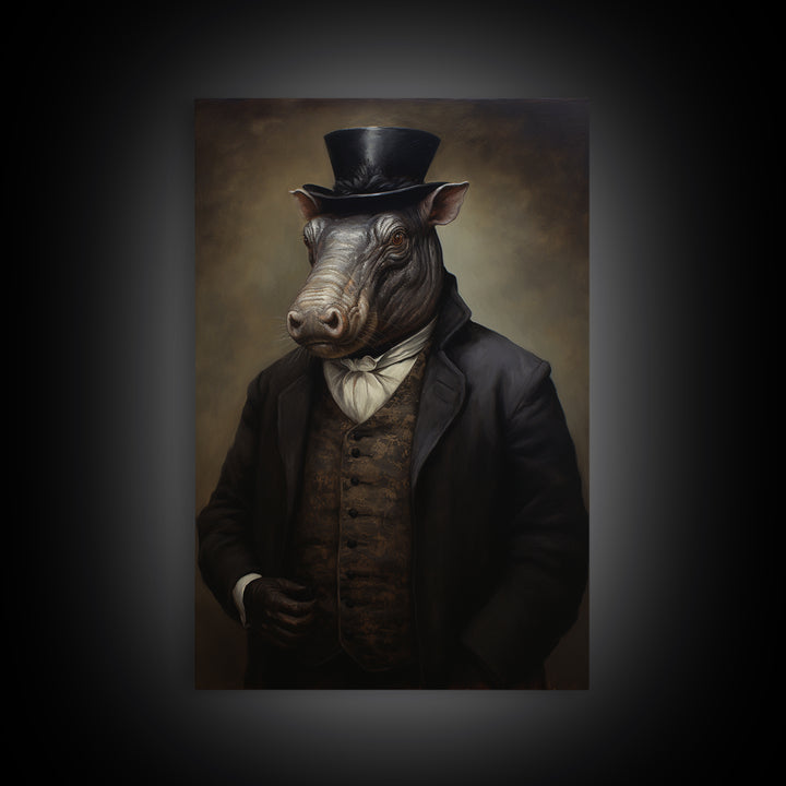 Tapir Antiquarian, Victorian Animal Portrait, Halloween Art, Gothic Whimsy Decor, Anthropomorphic Costume Art