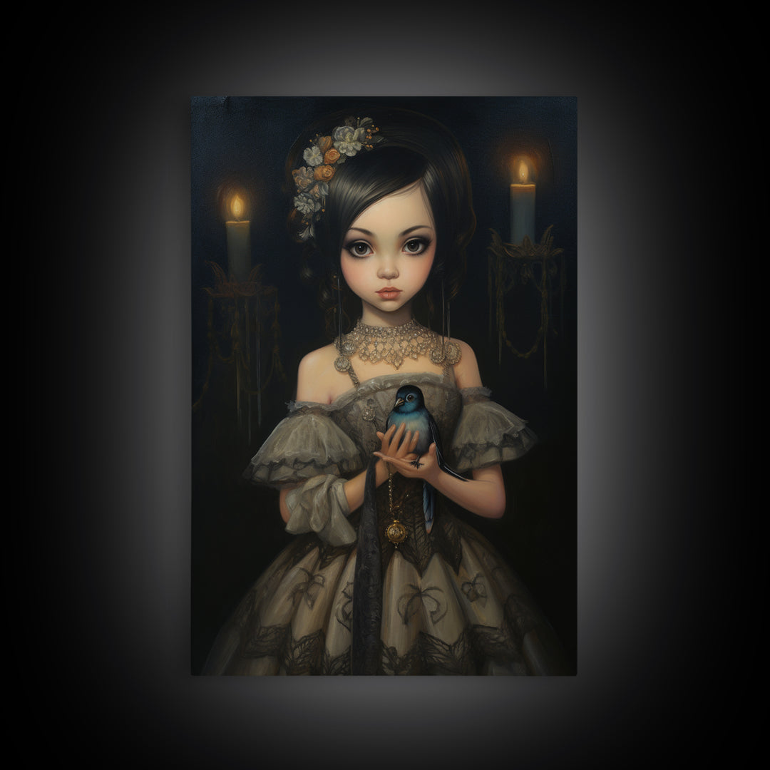 Hummingbird Heiress, Victorian Animal Portrait, Halloween Art, Gothic Whimsy Decor, Anthropomorphic Costume Art