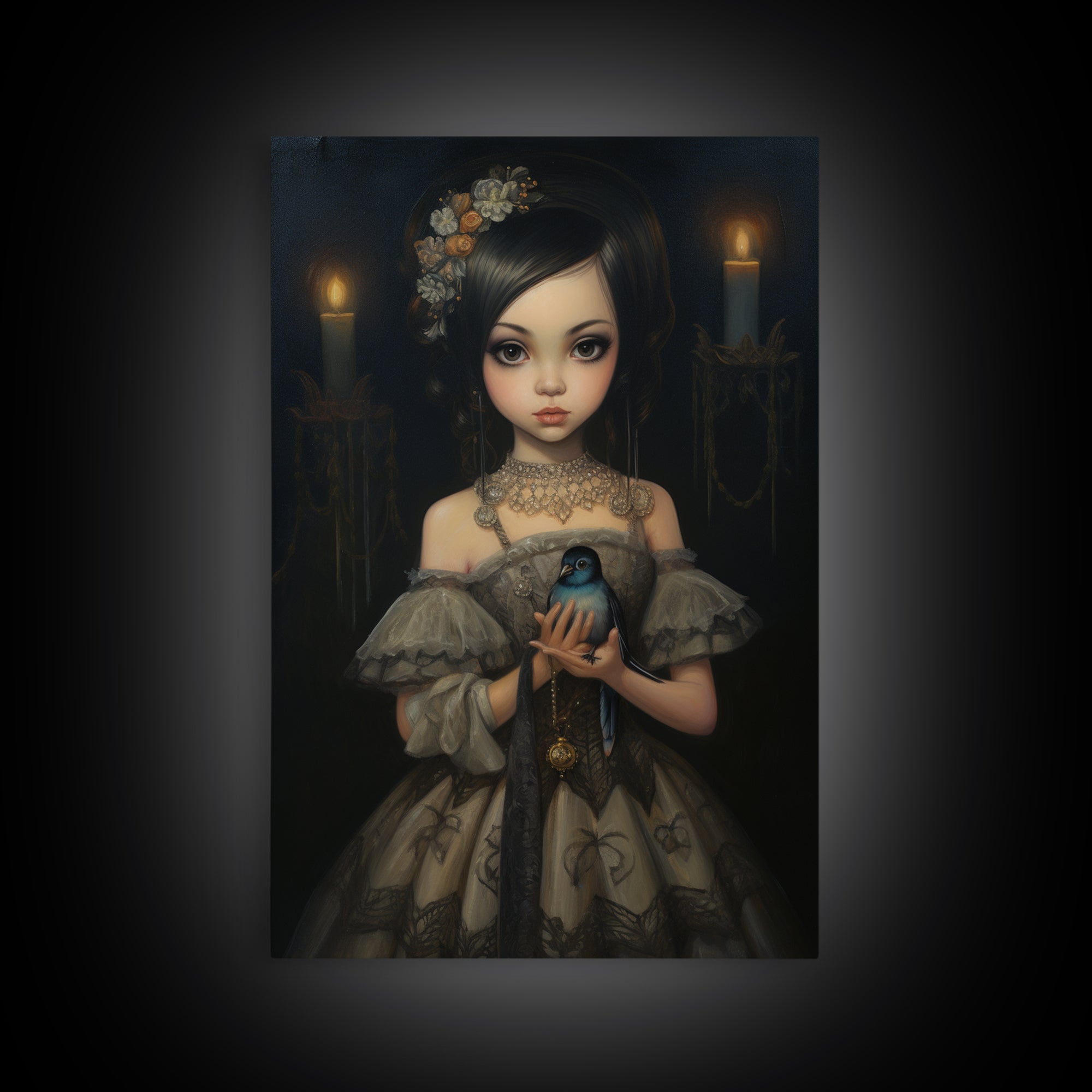 Hummingbird Heiress, Victorian Animal Portrait, Halloween Art, Gothic Whimsy Decor, Anthropomorphic Costume Art