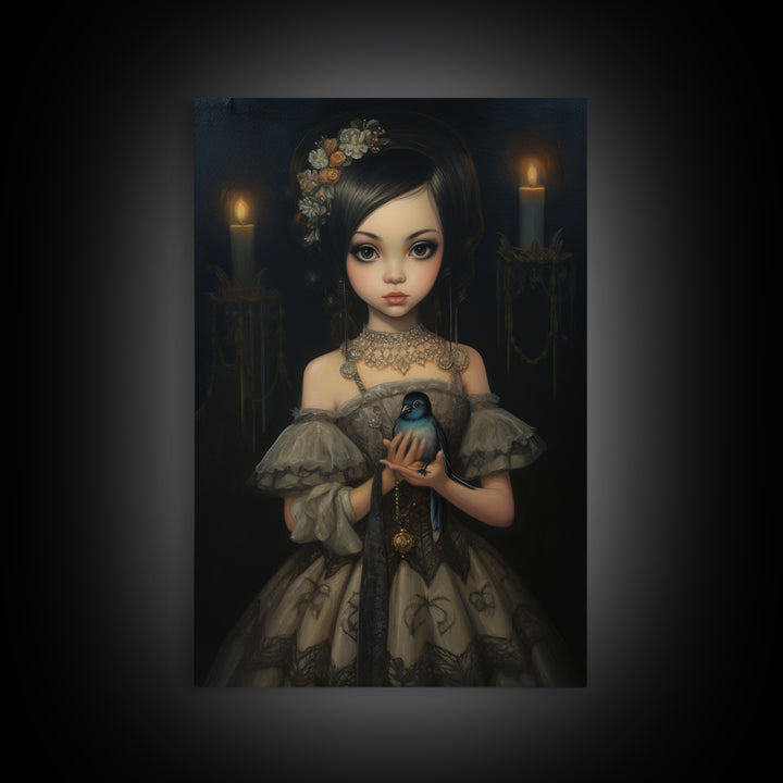 Hummingbird Heiress, Victorian Animal Portrait, Halloween Art, Gothic Whimsy Decor, Anthropomorphic Costume Art