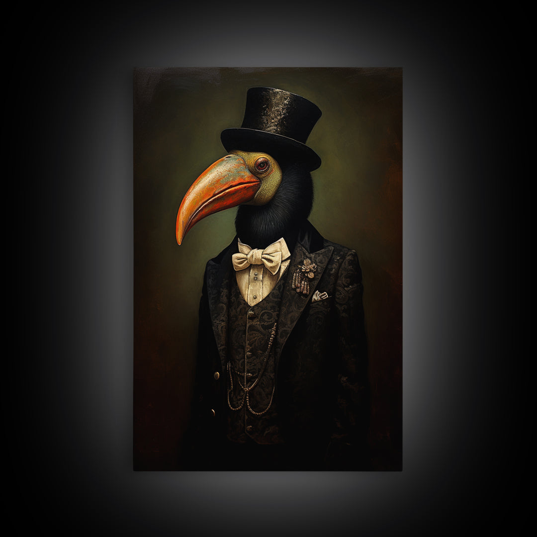 Toucan Advocate, Victorian Animal Portrait, Halloween Art, Gothic Whimsy Decor, Anthropomorphic Costume Art
