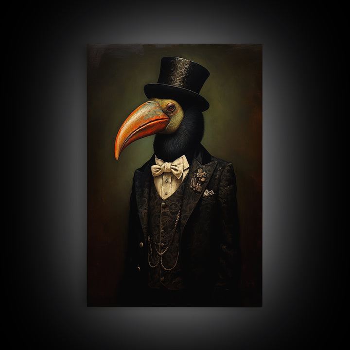 Toucan Advocate, Victorian Animal Portrait, Halloween Art, Gothic Whimsy Decor, Anthropomorphic Costume Art