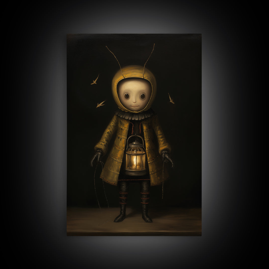 Firefly Pageboy, Victorian Animal Portrait, Halloween Art, Gothic Whimsy Decor, Anthropomorphic Costume Art