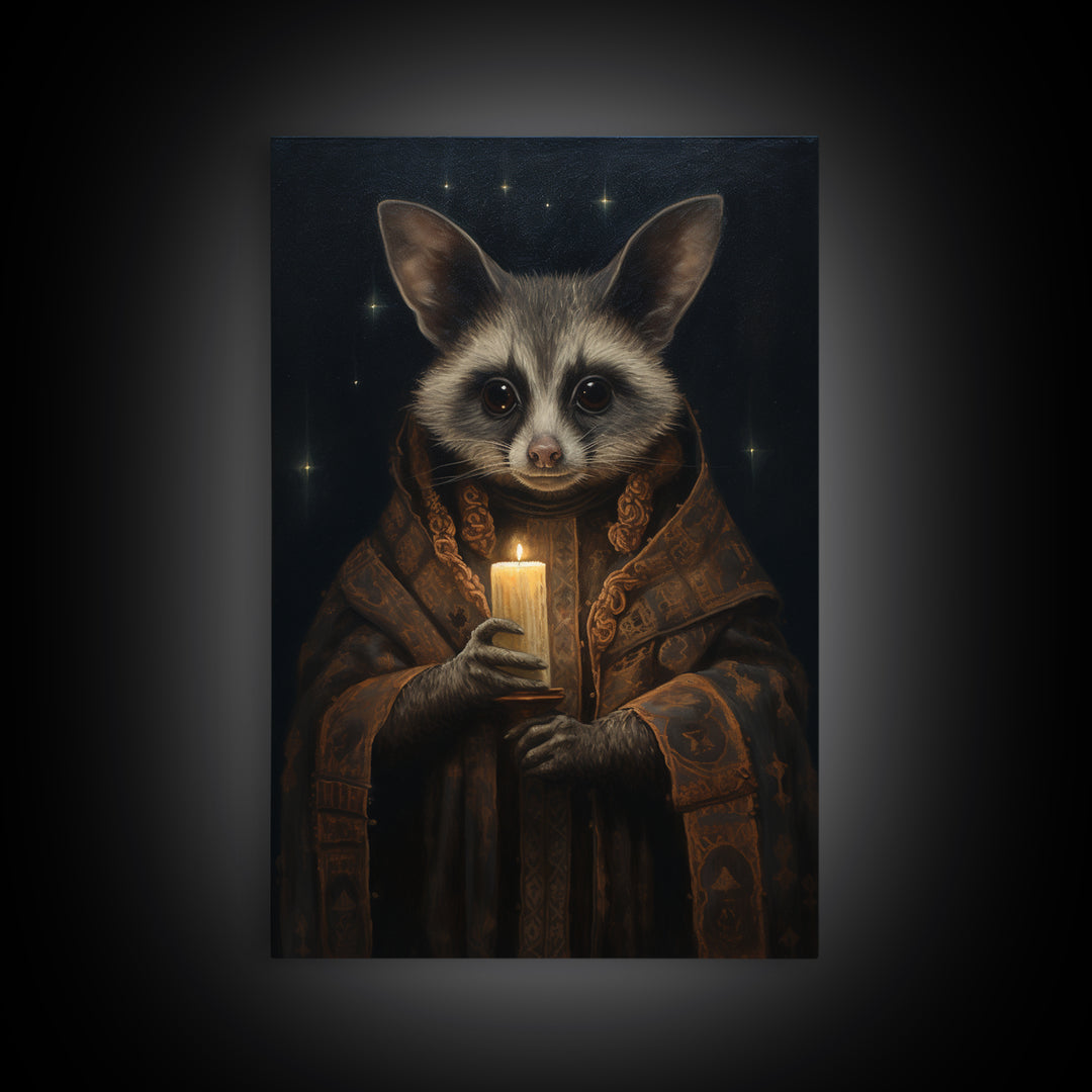 Civet Astrologer, Victorian Animal Portrait, Halloween Art, Gothic Whimsy Decor, Anthropomorphic Costume Art