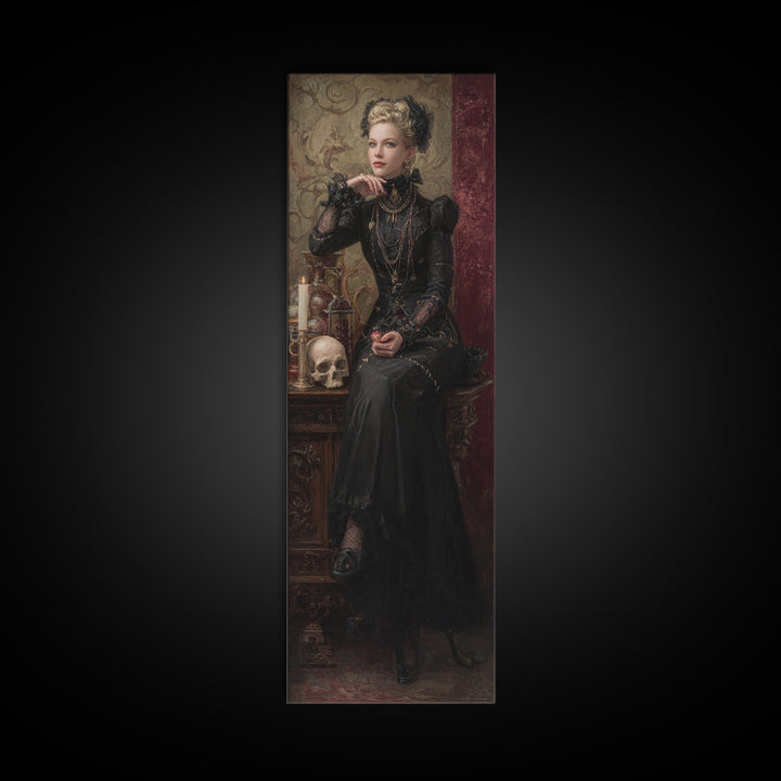 The Stitched Giant, Victorian Horror Portrait, Tall Narrow Wall Art, Canvas Print, Gothic Wall Decor, Halloween Portrait Art