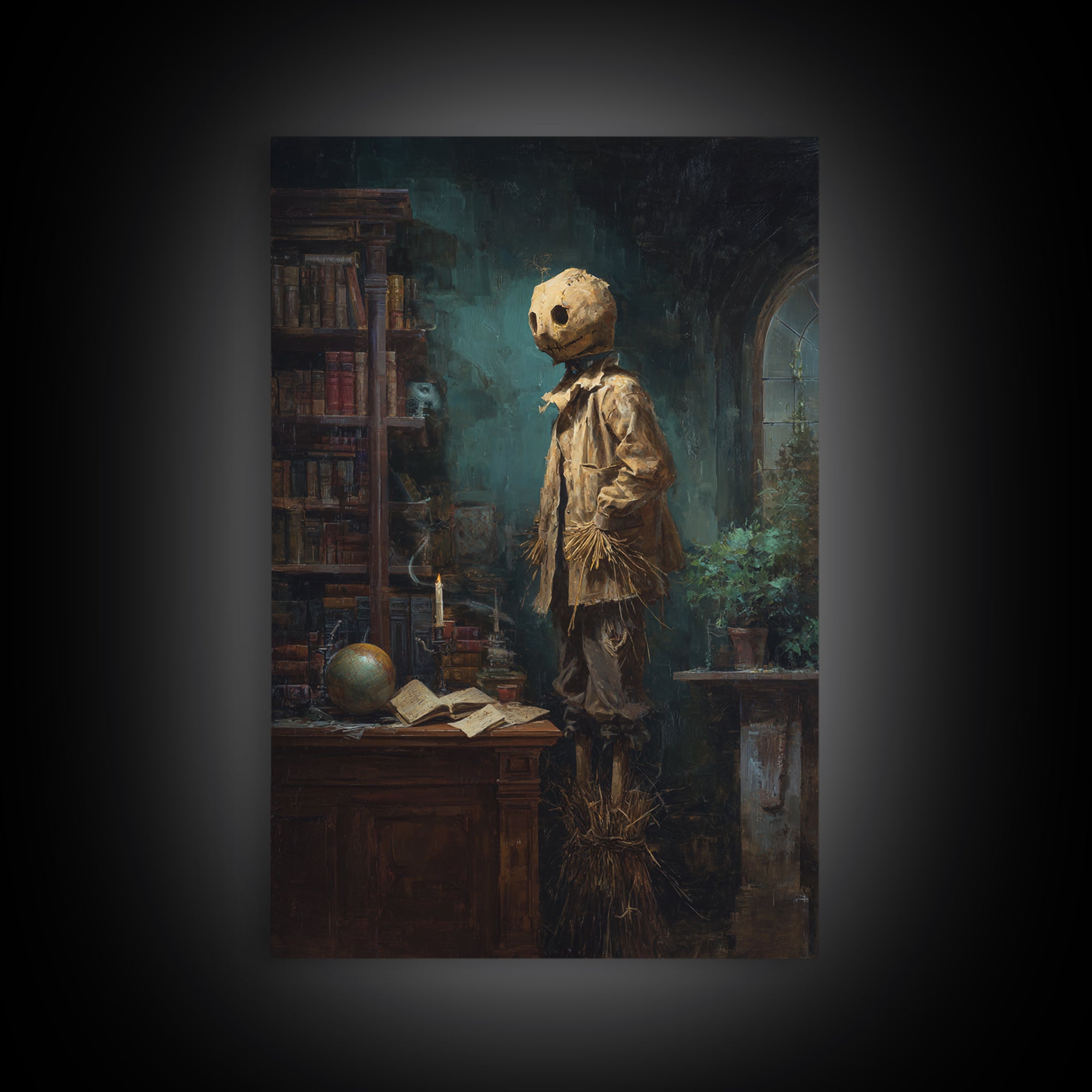 The Living Scarecrow, Antique Gothic Portrait, Vertical Wall Art, Canvas Print, Gothic Wall Decor, Halloween Portrait Art
