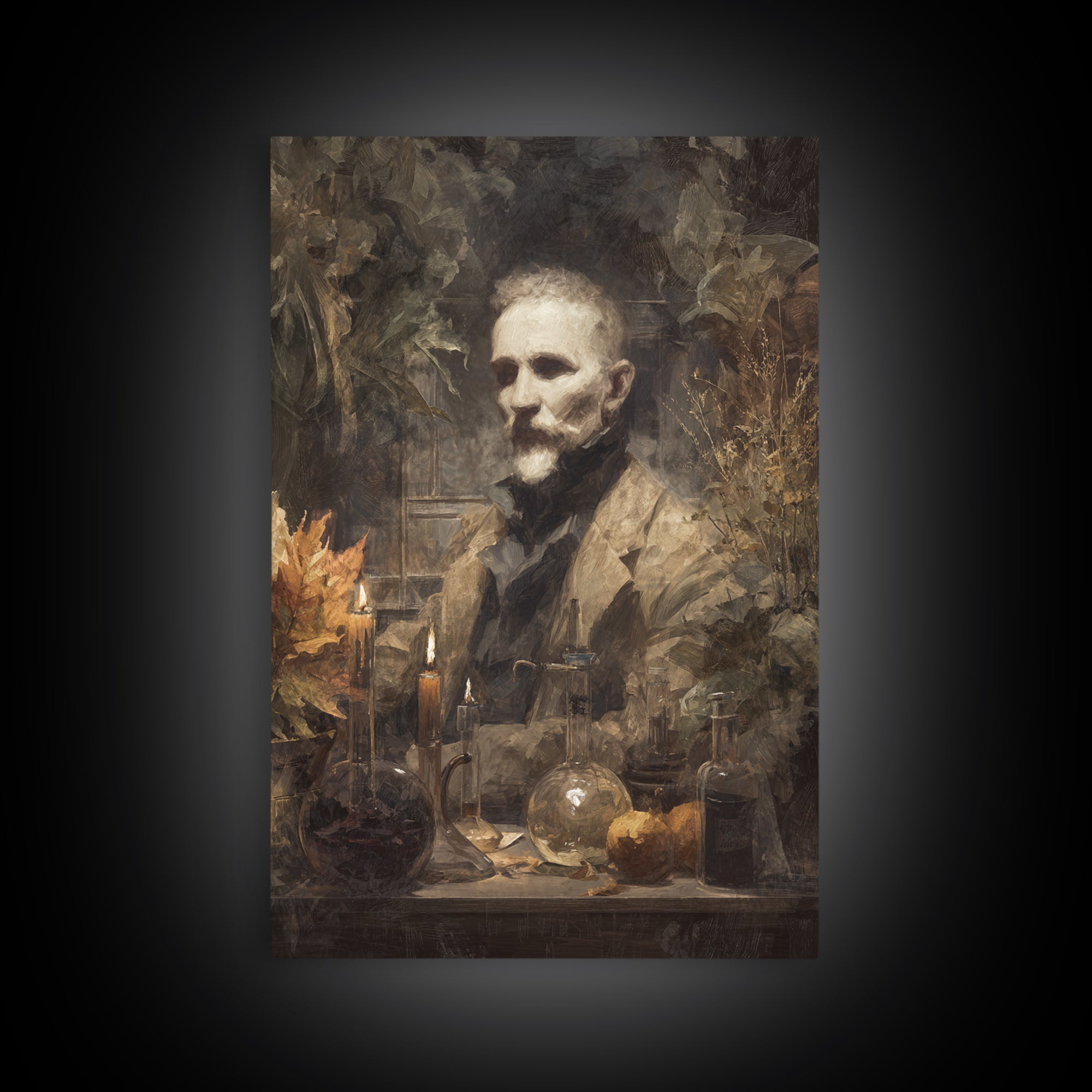 The Mad Alchemist, Macabre Victorian Decor, Vertical Wall Art, Canvas Print, Gothic Wall Decor, Halloween Portrait Art