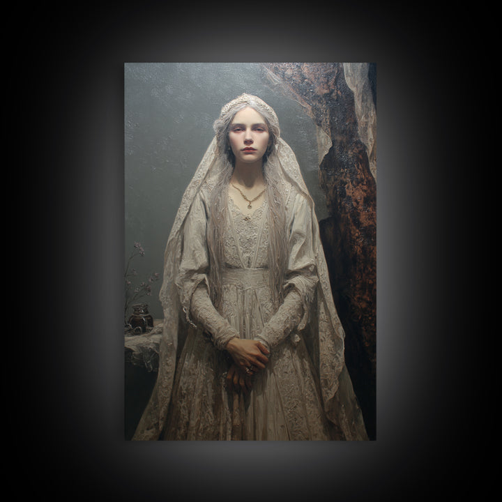 The Banshee Singer, Macabre Victorian Decor, Vertical Wall Art, Framed Canvas Print, Gothic Wall Decor, Halloween Portrait Art
