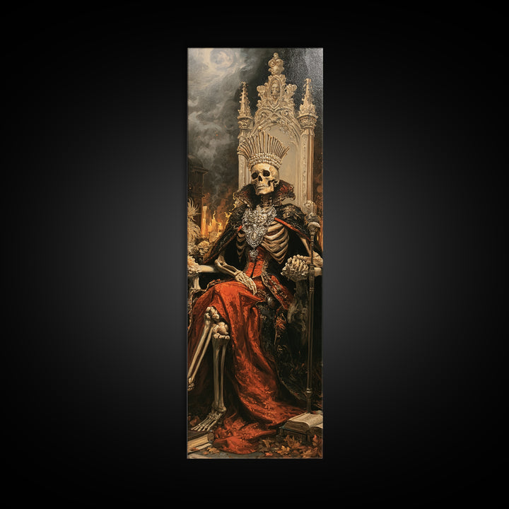 The Bone Queen, Victorian Gothic Art, Tall Narrow Wall Art, Framed Canvas Print, Gothic Wall Decor, Halloween Portrait Art