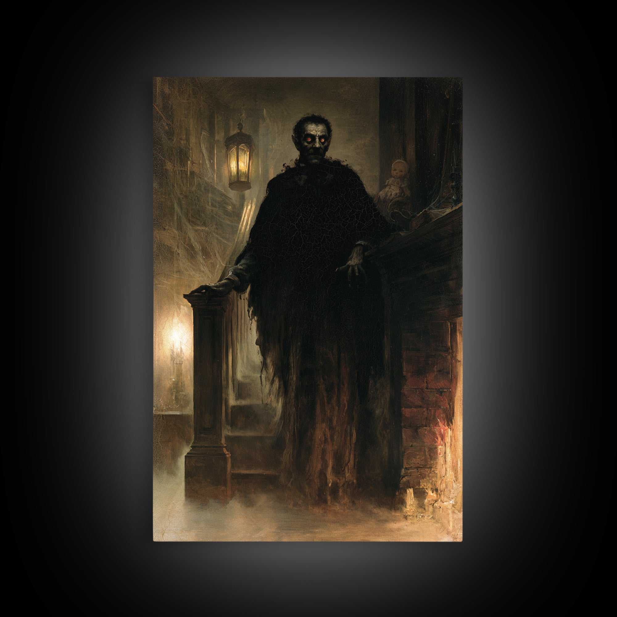 The Chimney Phantom, Victorian Horror Portrait, Vertical Wall Art, Framed Canvas Print, Gothic Wall Decor, Halloween Portrait Art
