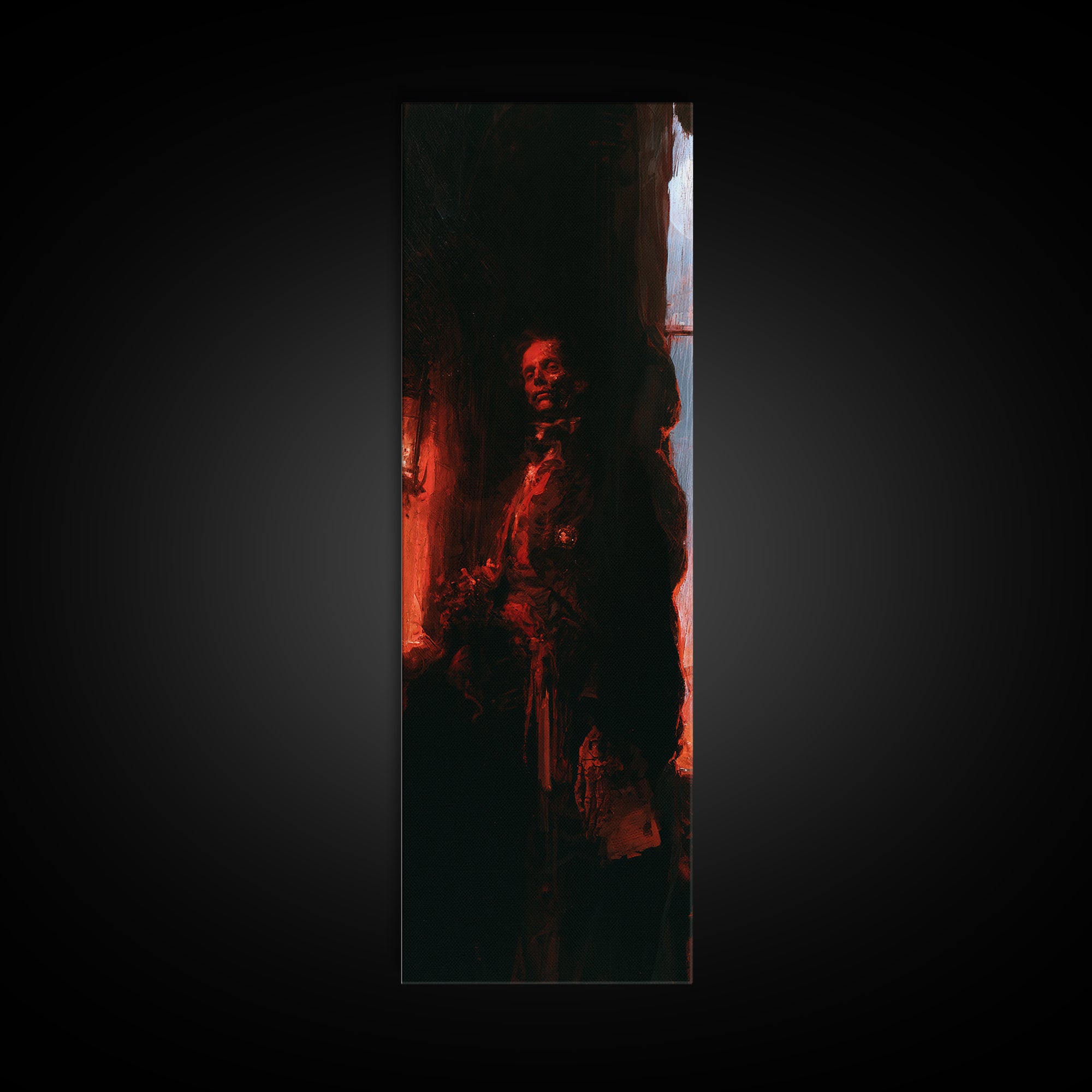The Ghostly Groom, Victorian Gothic Art, Tall Narrow Wall Art, Canvas Print, Gothic Wall Decor, Halloween Portrait Art, Halloween Wall Art