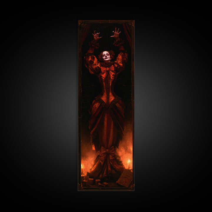 The Marionette Master, Antique Gothic Portrait, Tall Narrow Wall Art, Canvas Print, Gothic Wall Decor, Halloween Portrait Art