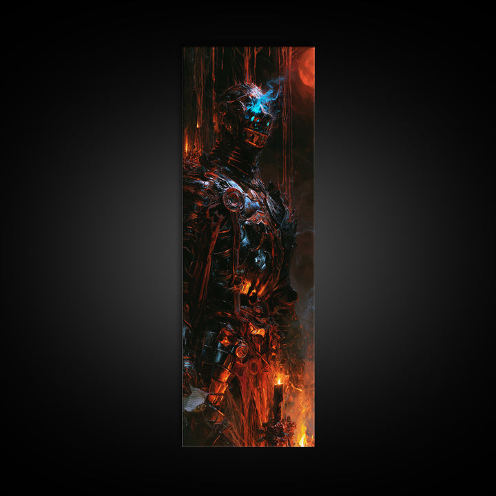 The Spectral Knight, Antique Gothic Portrait, Tall Narrow Wall Art, Canvas Print, Gothic Wall Decor, Halloween Portrait Art, Horror Wall Art