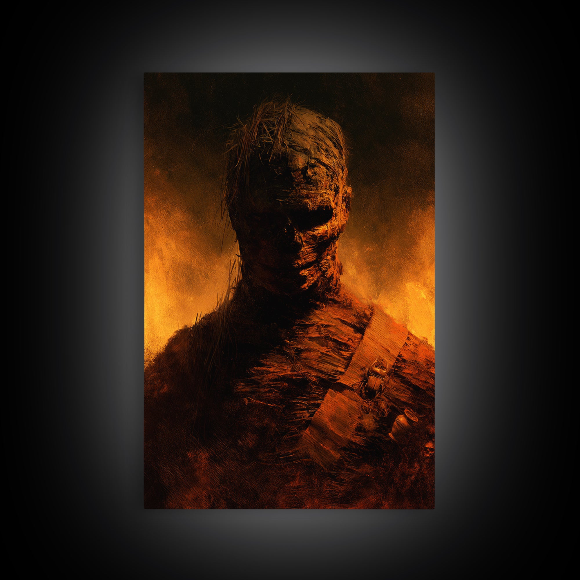 The Bog Mummy, Antique Gothic Portrait, Vertical Wall Art, Framed Canvas Print, Gothic Wall Decor, Halloween Portrait Art
