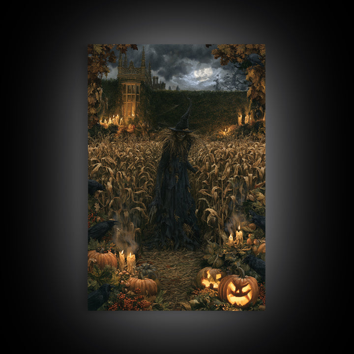 The Cornfield Crawler, Victorian Gothic Art, Vertical Wall Art, Framed Canvas Print, Gothic Wall Decor, Halloween Portrait Art