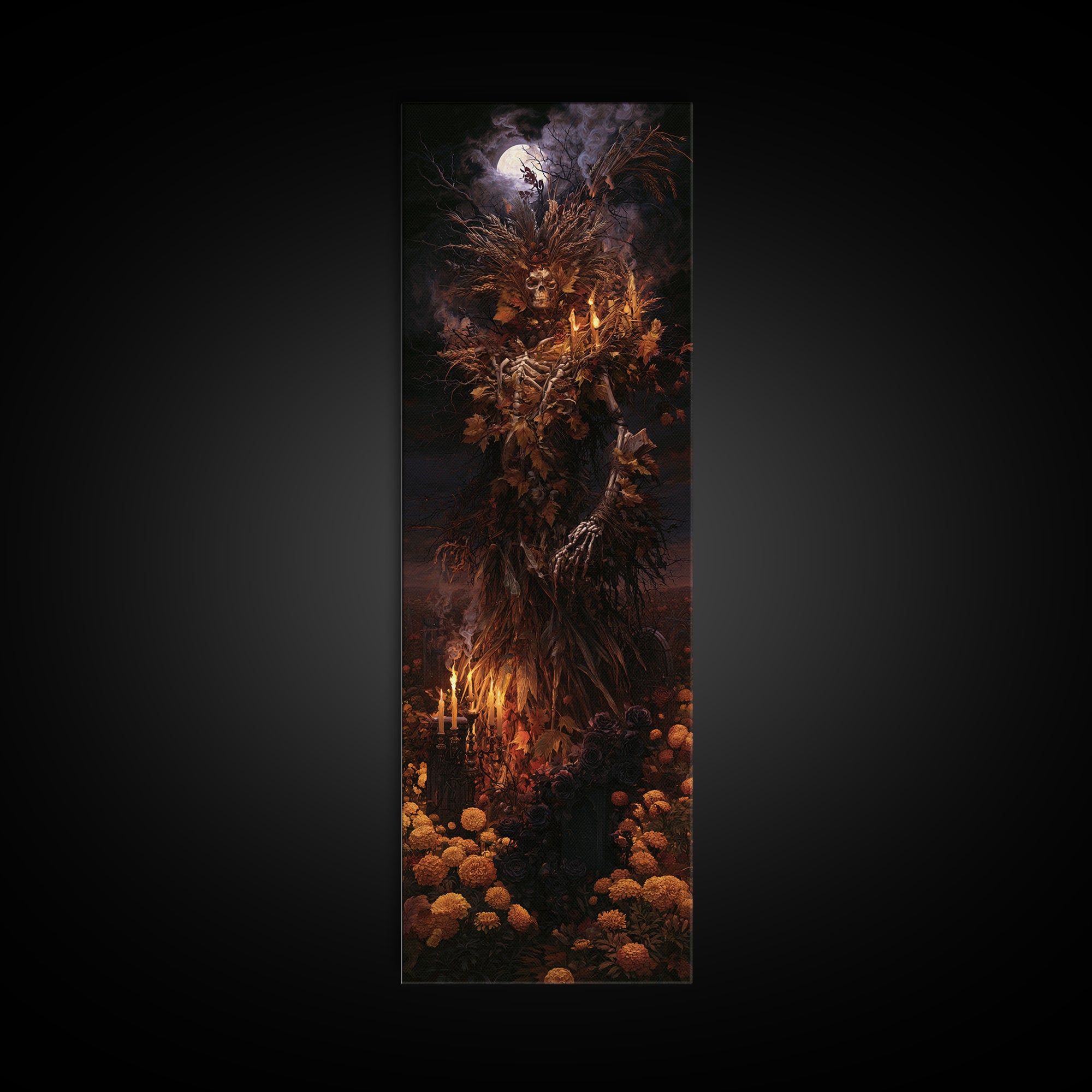 The Harvest Demon, Macabre Victorian Decor, Tall Narrow Wall Art, Canvas Print, Gothic Wall Decor, Halloween Portrait Art, Gothic Home Decor