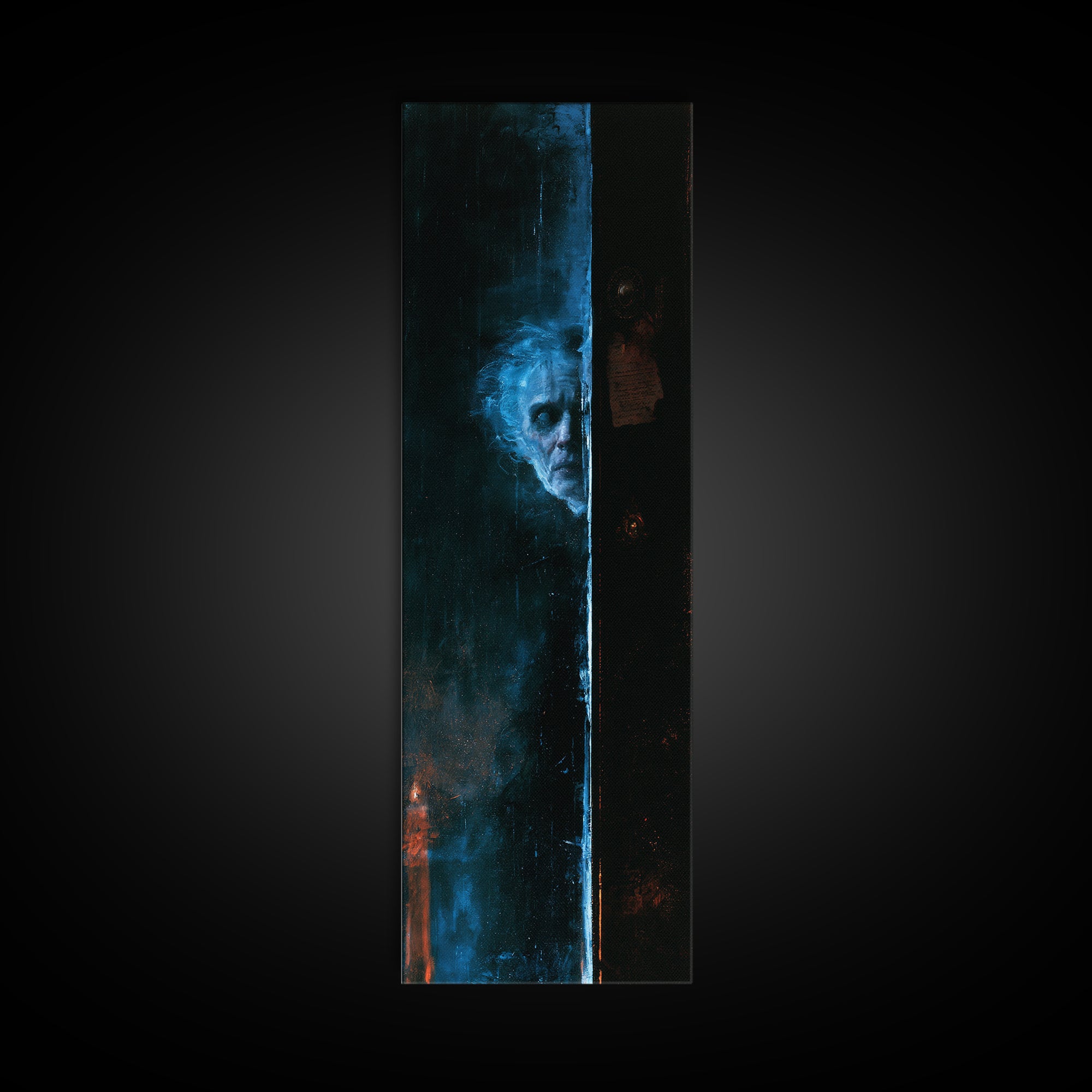 The Lake Phantom, Dark Academia Wall Art, Tall Narrow Wall Art, Framed Canvas Print, Gothic Wall Decor, Halloween Portrait Art