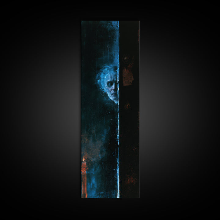 The Lake Phantom, Dark Academia Wall Art, Tall Narrow Wall Art, Framed Canvas Print, Gothic Wall Decor, Halloween Portrait Art