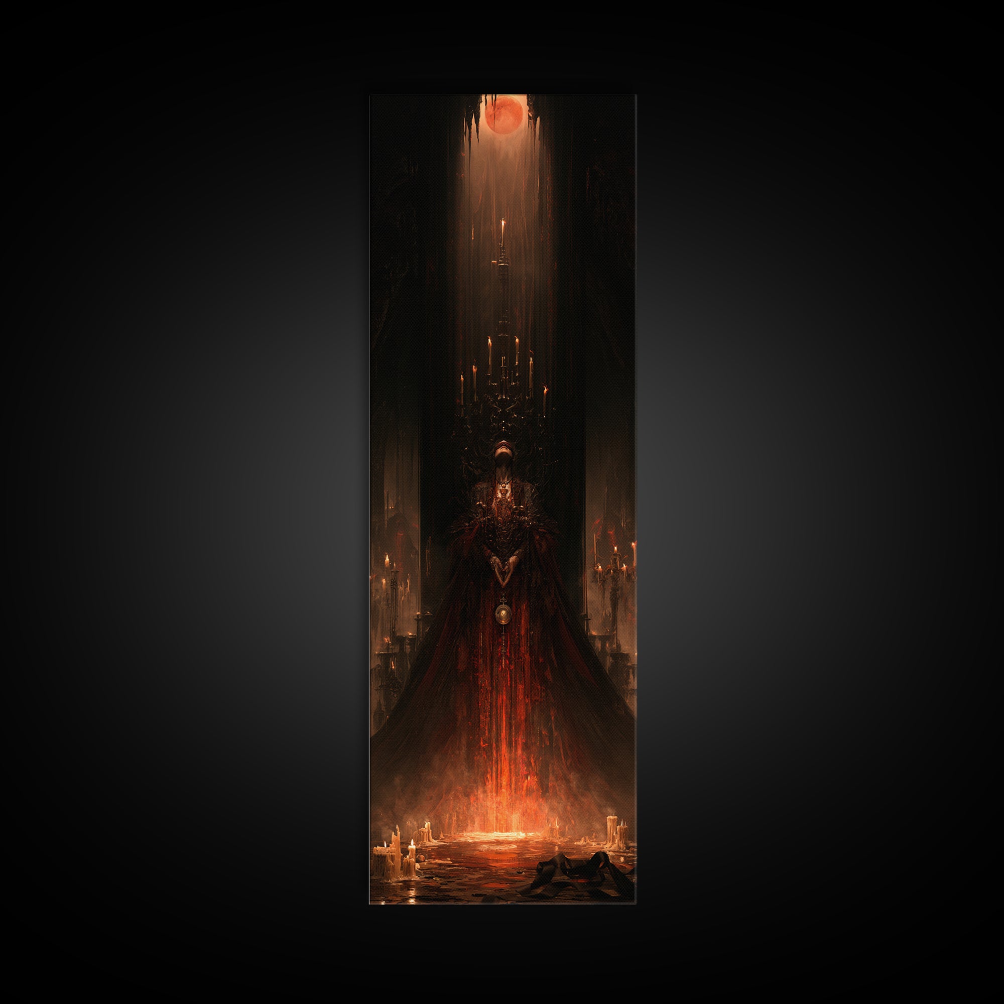 The Cave Oracle, Victorian Gothic Art, Tall Narrow Wall Art, Framed Canvas Print, Gothic Wall Decor, Halloween Portrait Art, Halloween Decor