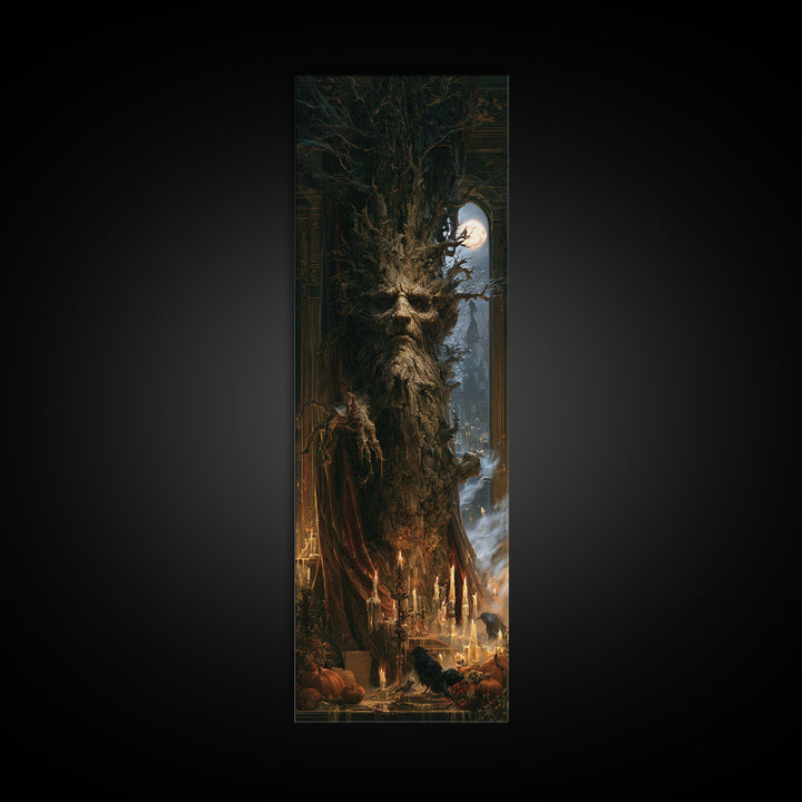 The Hollow-Tree Monster, Victorian Horror Portrait, Tall Narrow Wall Art, Canvas Print, Gothic Wall Decor, Halloween Portrait Art